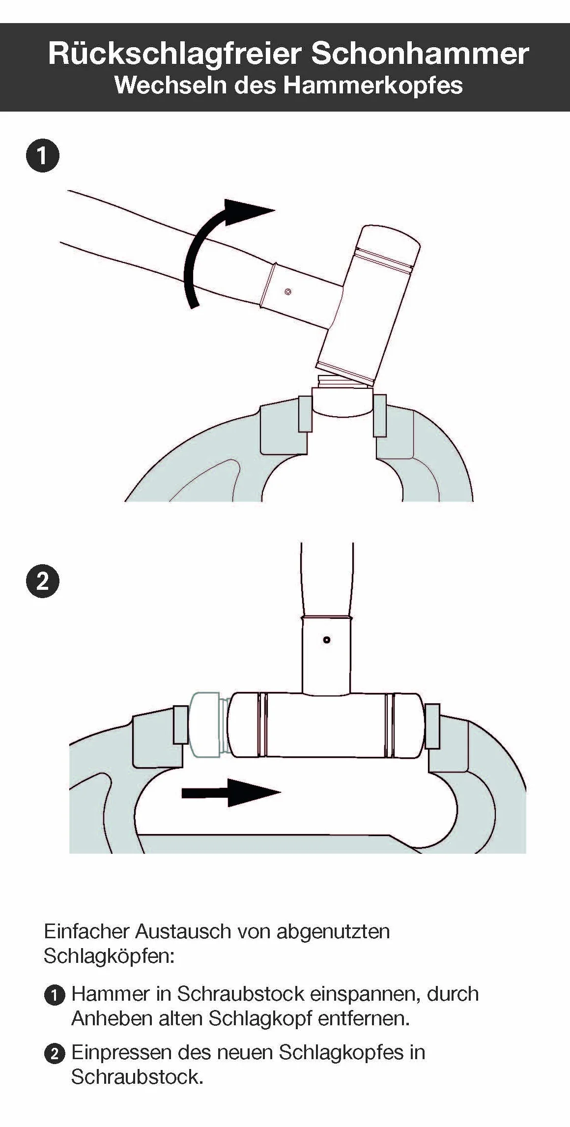 Wiha Safety Schonhammer / Hammer mit Härtegrad 8 - weiß, weiß / Kunststoffhammer rund, Gewicht 640 g, Länge 325 mm, Ø 40 mm