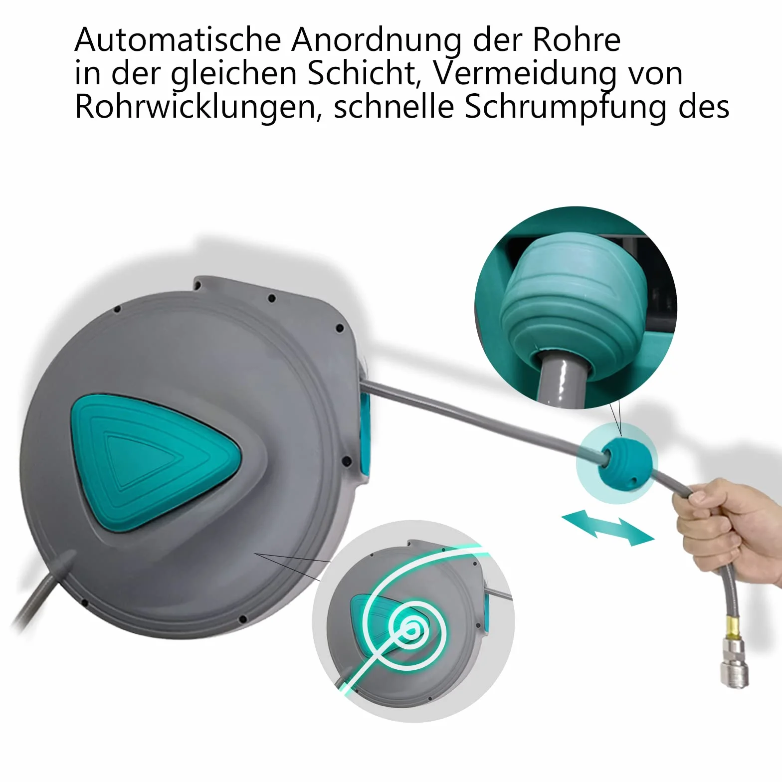10m Druckluftschlauchtrommel 1/4" Anschluss Druckluftschlauch Aufrolle Automatisch Schlauchtrommel Wandschlauchhalter Schlauchaufroller für Auto-Werkstatt usw