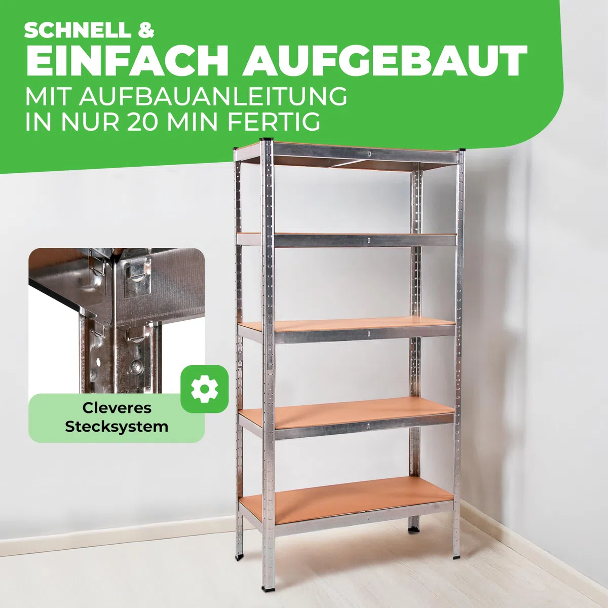 Ondis24 2X Metallregal Thomas, Lagerregal 90x40x180 (H) cm, Kellerregal bis 875kg belastbar, Silber, mit 5 Fachböden, je 175 kg belastbar, höhenverstellbar, Schwerlastregal - Doppelpack!