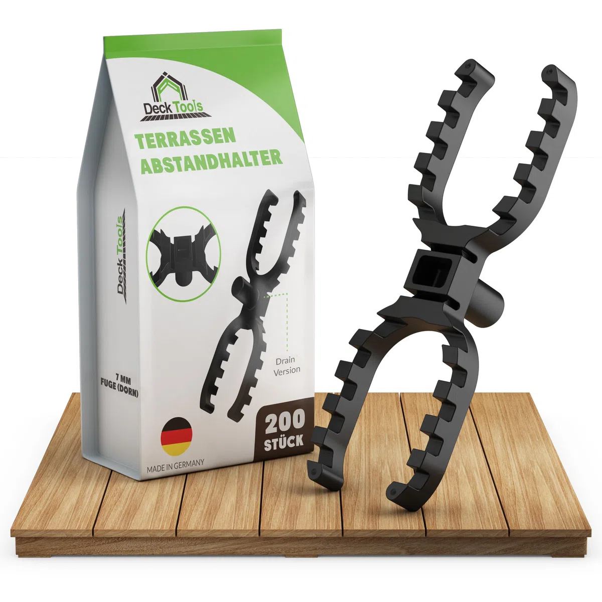 200 Stück 7mm - Abstandhalter für Terrassendielen – Terrassenbau Distanzhalter für gleichmäßige Fugen & Hinterlüftung – Kunststoff-Distanzstück für Holzterrassen & WPC –Made in Germany