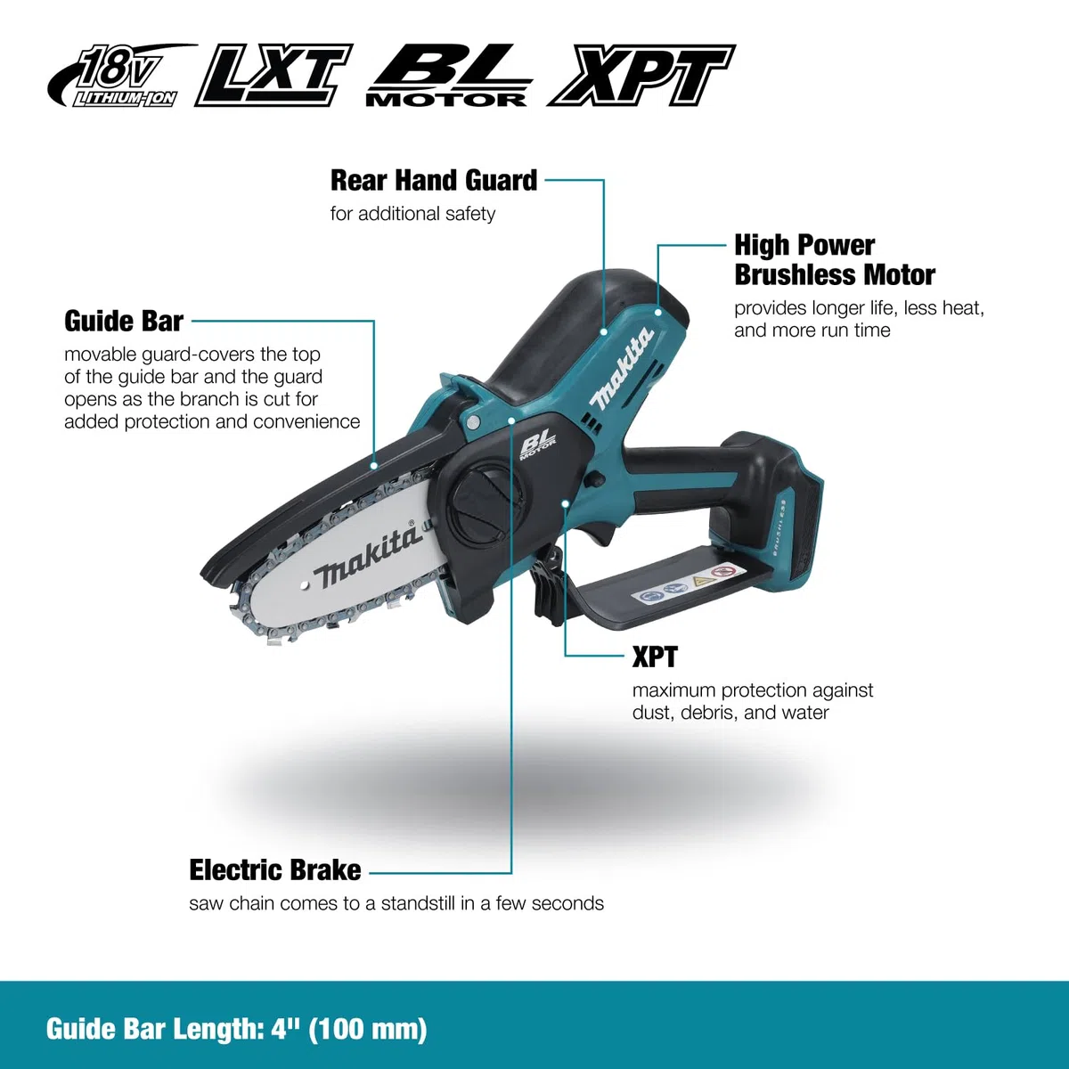 Makita DUC101Z Akku-Astsäge 18V (ohne Akku, ohne Ladegerät)