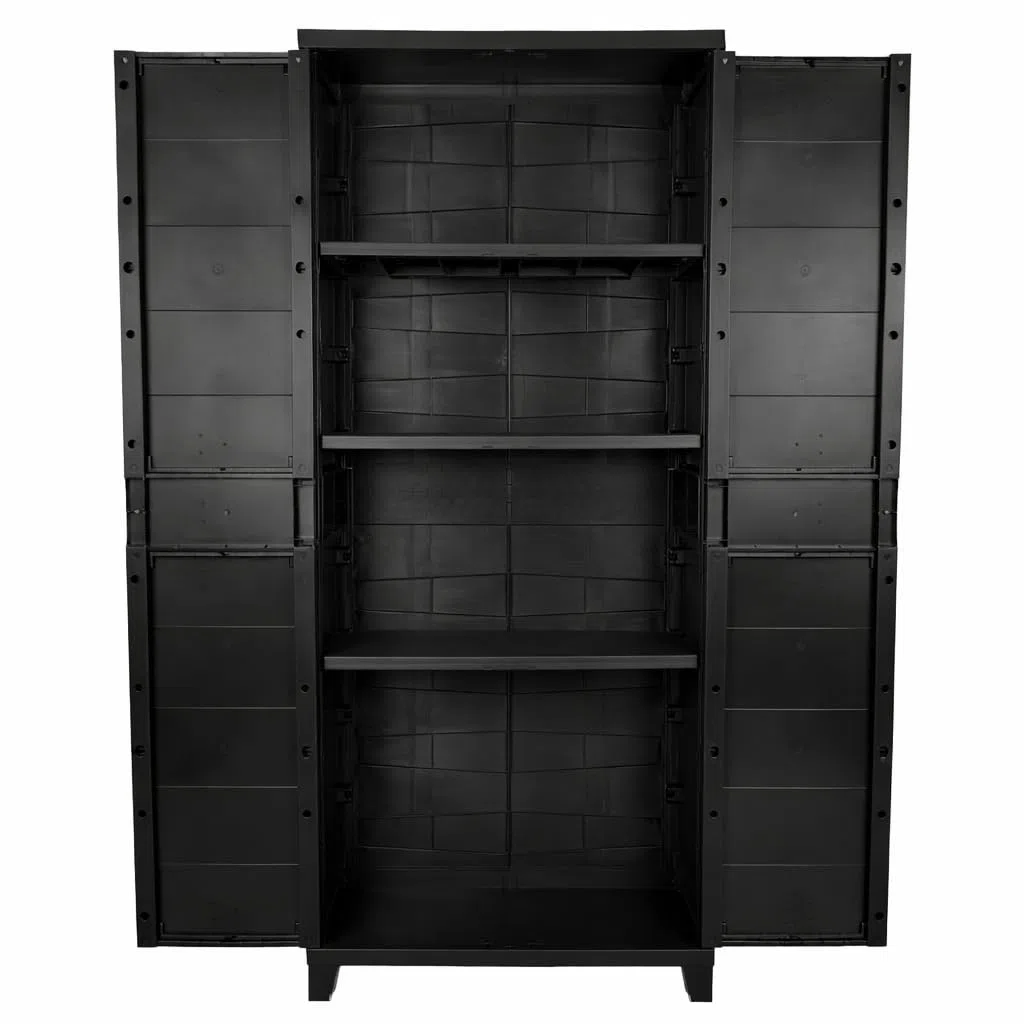 Ondis24 Kunststoffschrank Prime Beistellschrank mit 3 Böden verstellbar 15 kg Schwarz Abschließbar Mehrzweckschrank für Haushalt, Keller & Abstellraum (Schloss Nicht enthalten) (172cm)