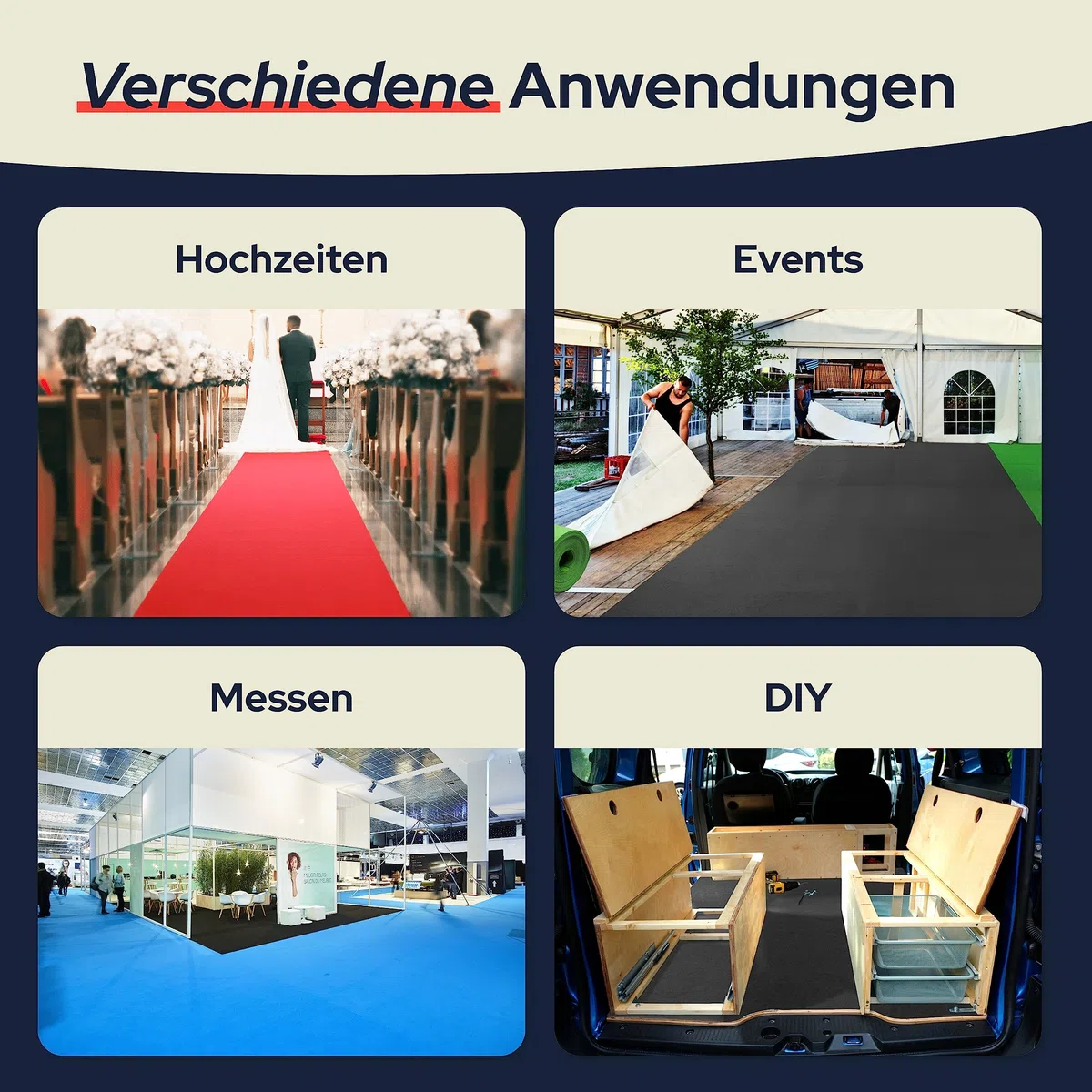 Primaflor Messeteppich Rips Malta | Beige | 200x1600 cm | BFL-S1 | gerippter Eventteppich | Rips Nadelfilz für Messe, Hochzeit & Event | 2,5 mm | leicht zuschneidbar