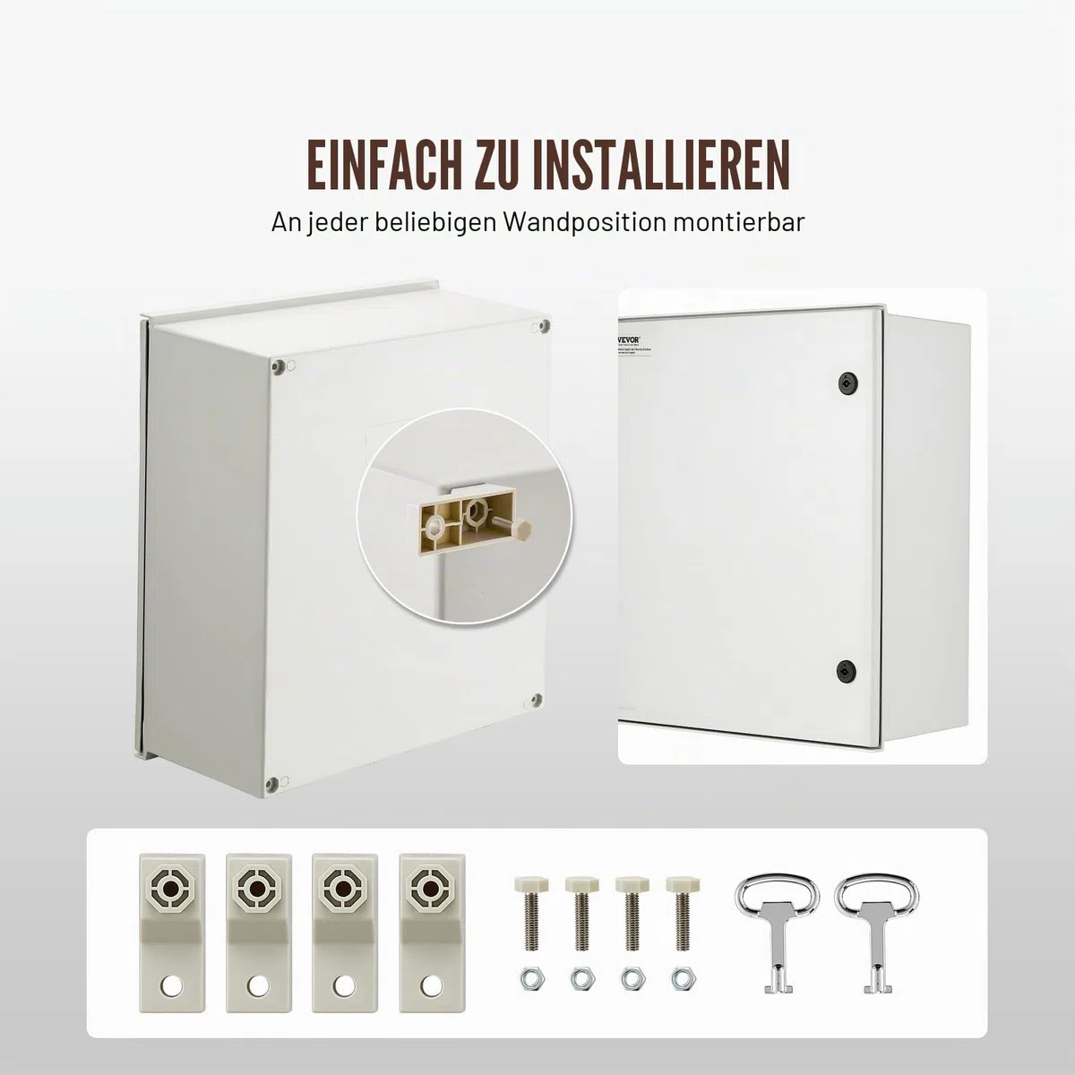 VEVOR Schaltschrank NEMA-Gehäuse, 400x500x200 mm, NEMA 4X Glasfaser-Stahl-Elektrobox, IP66 wasserdicht & staubdicht, Klappanschlussdose für den Innen- &Außenbereich, mit Montageplatte