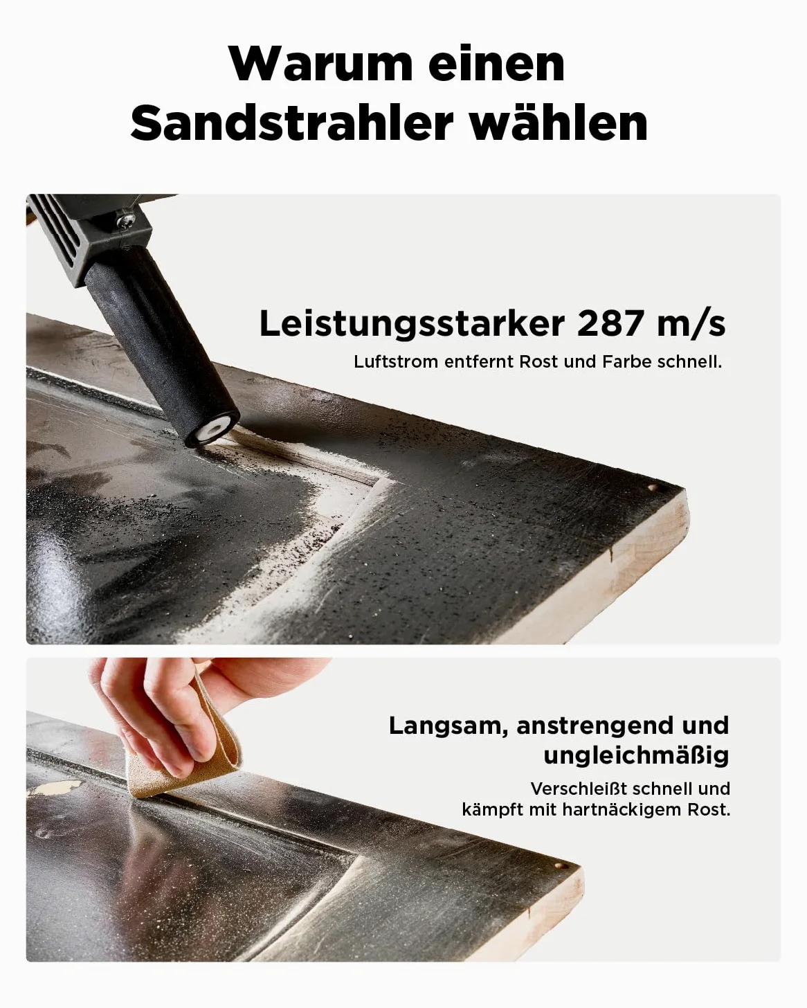 InoKraft Tragbare Sandstrahlpistolen-Set mit Öl-Wasser-Separator und Verlängerungsdüse, Mini-Sandstrahler zur Rost- und Farbentfernung, kompatibel mit Aluminiumoxid, Sand, Walnusschalen und Soda