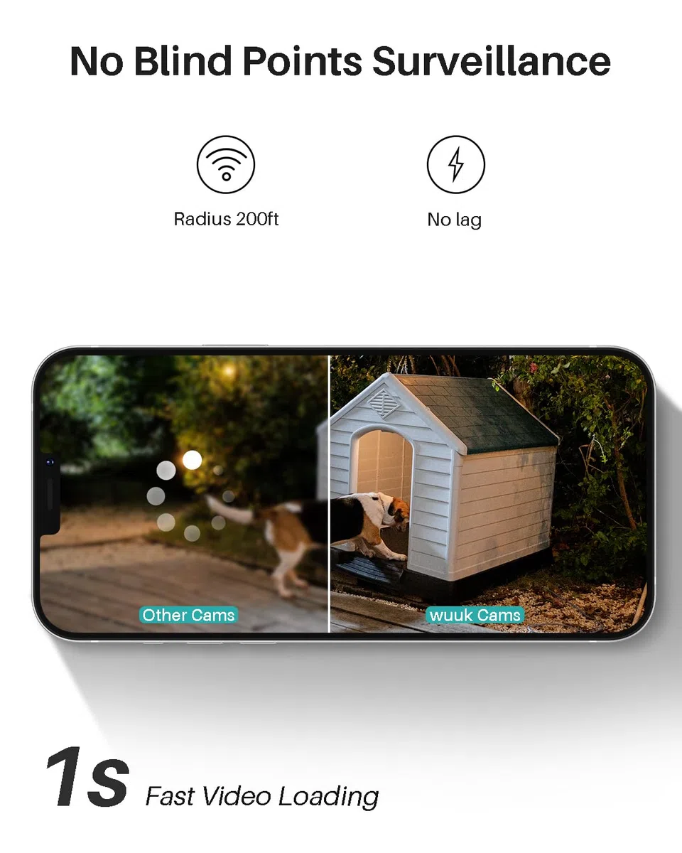 WUUK Türklingel mit Kamera Kabellos 2K, Video Türklingel, Keine Monatsgebühren, 32GB Speicher, 2,4/5 GHz WLAN, 180 Tage Akkulaufzeit, Kompatibel mit Alexa & Google Home, Basisstation + 1 Funkklingel