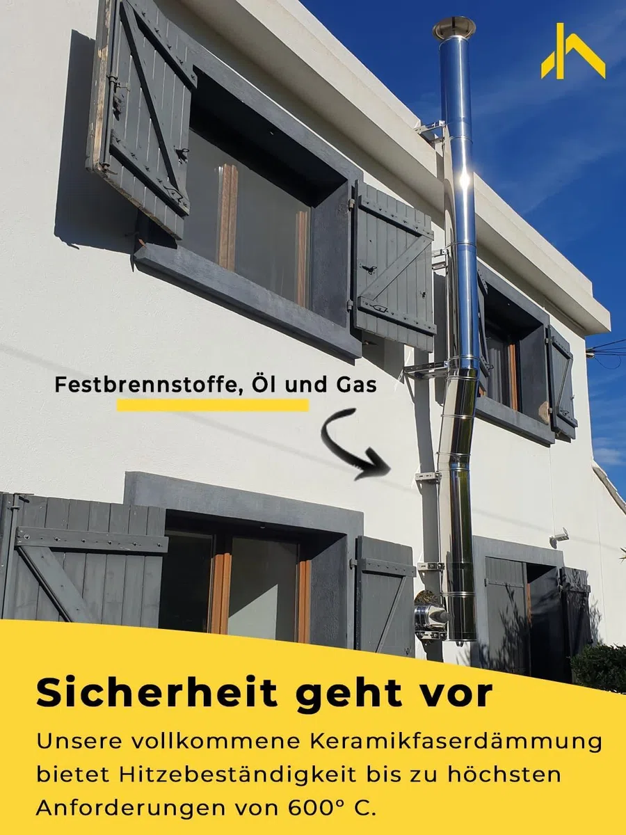 Edelstahl Schornsteinverlängerung - Doppelwandiges Schornsteinrohr in allen Längen und Durchmessern (Ø 150mm, 1000mm)