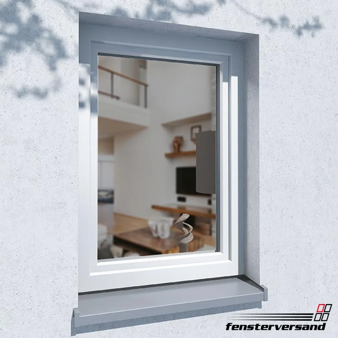 FENSTERVERSAND - Kunststofffenster 100x120 Weiß - zu öffnendes Fenster Kunststoff mit Griff, Dreh- & Kippfenster, 2-fach Verglasung, Klarglas - DIN rechts - BxH: 1000x1200 mm, 70 mm Profil