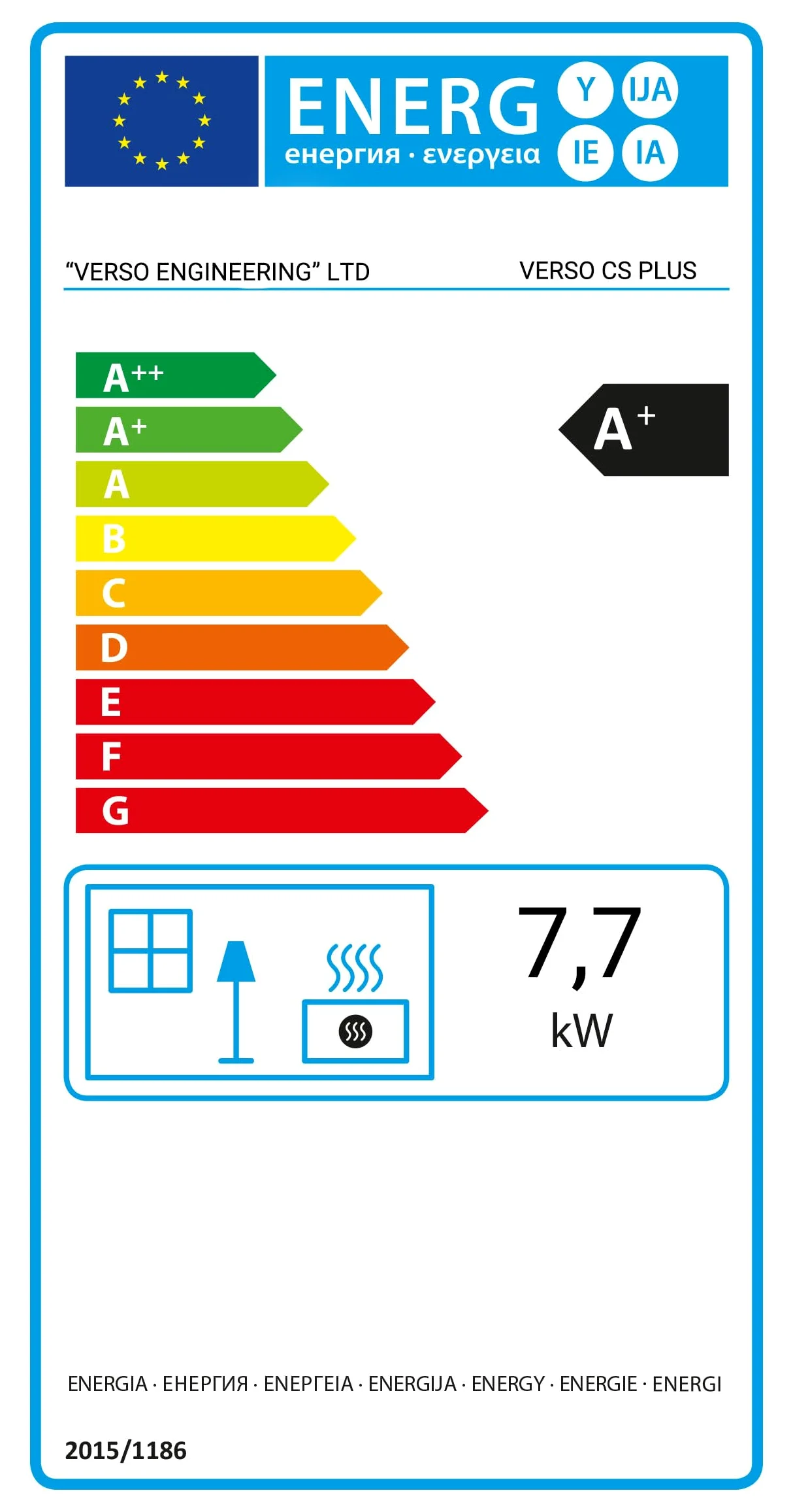 EEK A+ Verso CS Plus Küchenofen Kaminofen Holzherd 7.7 kW - Schwarze Links