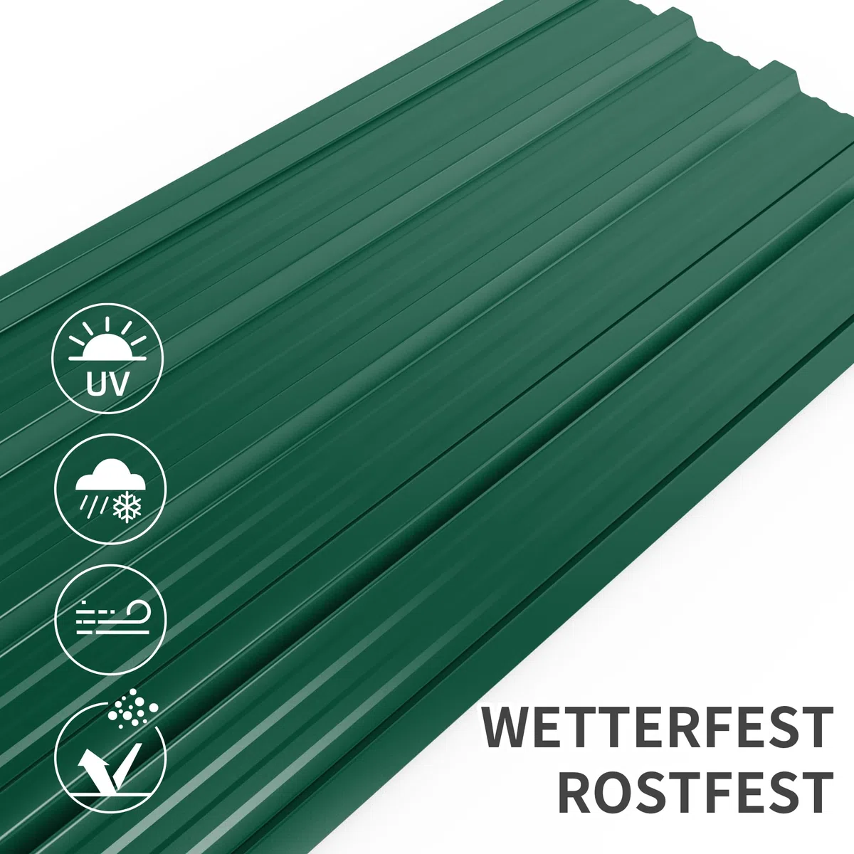 Mondeer 14er-Set Metall Trapezblech, Wellblechplatten für Dach, Dachbleche Trapezblech, Verzinkter Stahl für den Bau von Garagen, Gewächshäusern, Zwingern, 7m², 110 * 46cm, Grün