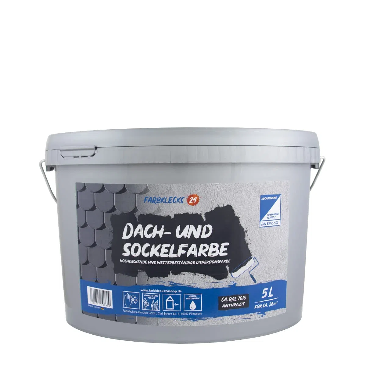 Dispersionsfarbe RAL 7016 Anthrazit Dachfarbe 5L