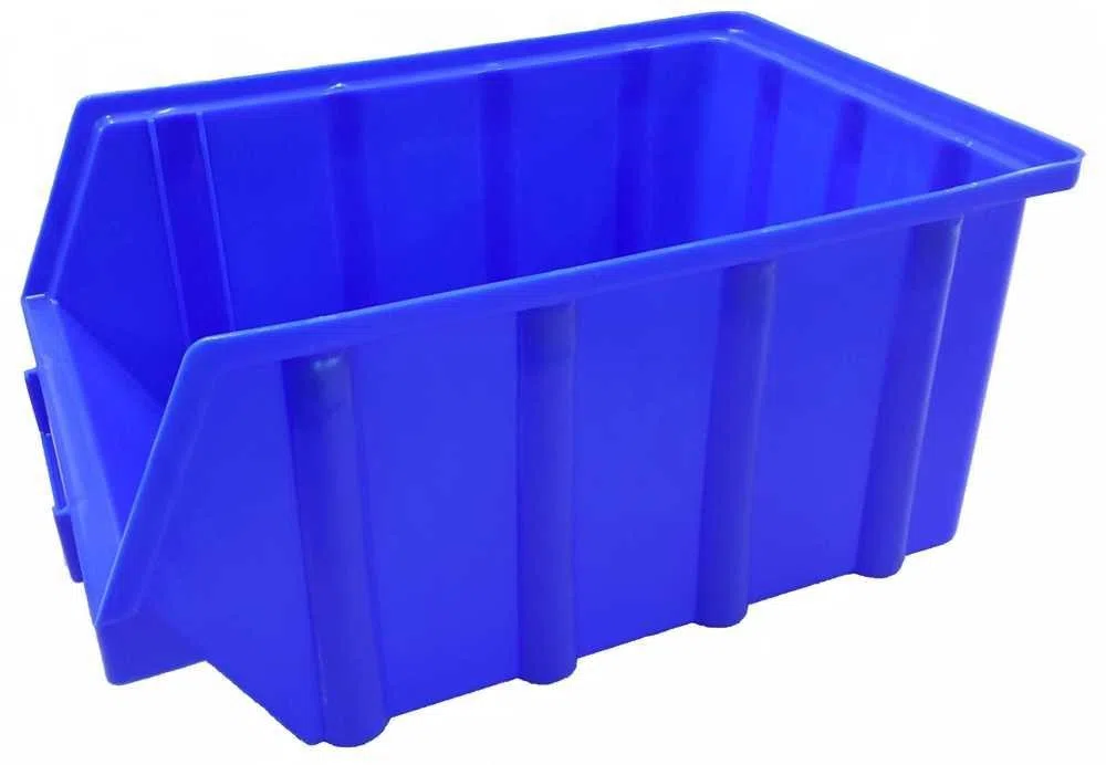 S&S-Shop 15 Stapelboxen Blau Gr.4, aus hochwertigem Kunststoff, mit Schildcheneinschub, Ordnungsboxen für Werkstatt, Kleinteile Organizer, Sortierbox für Schrauben & Werkzeug, Made in Germany