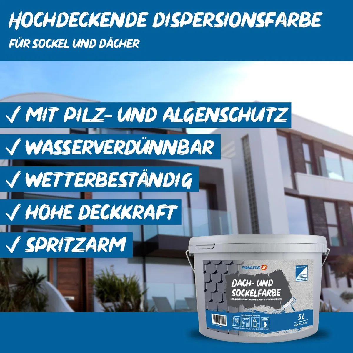 Dispersionsfarbe RAL 7016 Anthrazit Dachfarbe 5L