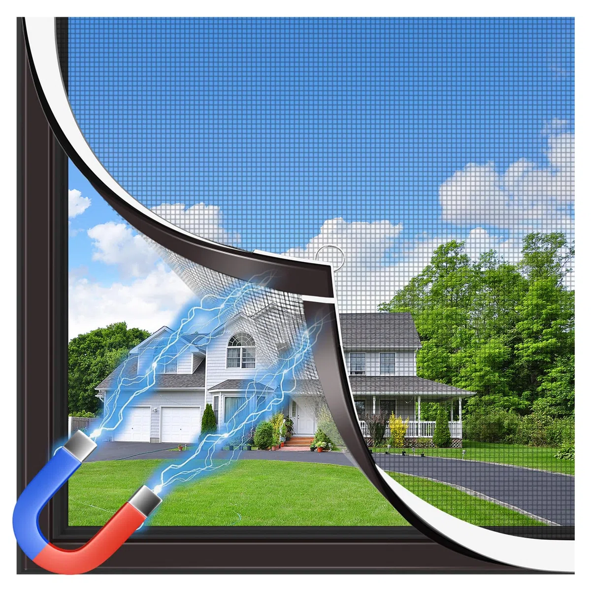 Fliegengitter Fenster Magnet, Insektenschutz Magnetfenster, zuschneidbar bis 130 x 150 cm, ohne Bohren, einfache Montage, Magnetrahmen mit reißfestem Glasfasergewebe, weißer Rahmen, graues Netz
