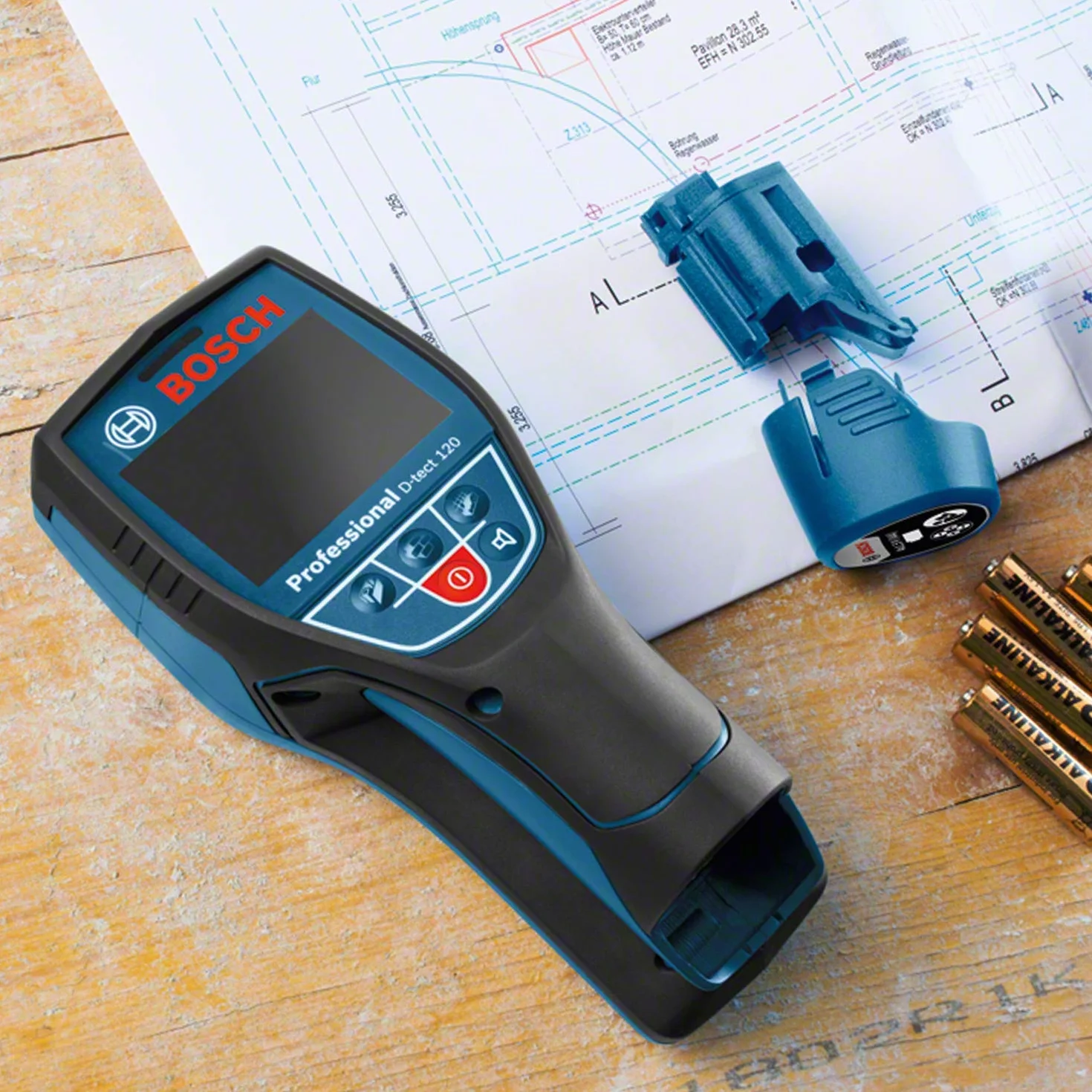 Bosch Professional System Ortungsgerät D-tect (1 Akku 12V, max. Ortungstiefe Kunststoffrohre/Holzunterkonstruktion/spannungsführende Leitungen/Eisenmetalle: 60/38/60/120/120 mm, L-Boxx)