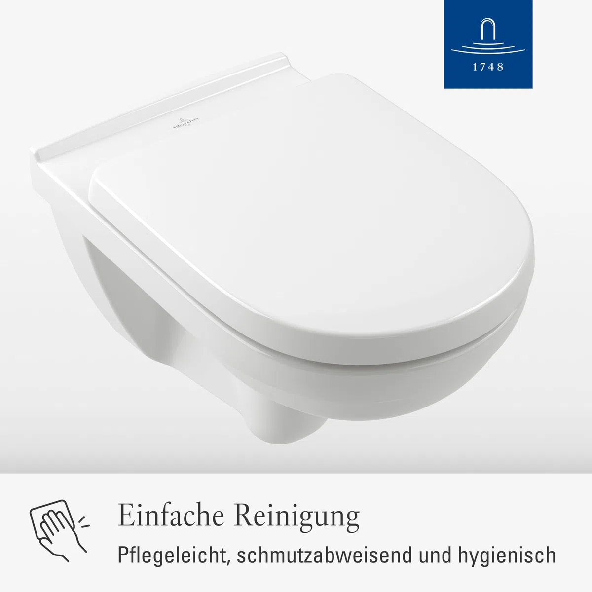 Villeroy & Boch O.novo WC-Sitz - Toilettendeckel mit Absenkautomatik - Abnehmbarer, bruchsicherer Toilettensitz aus Duroplast - Original Ersatzteil - Klodeckel in D-Form - Weiß Alpin, glänzend