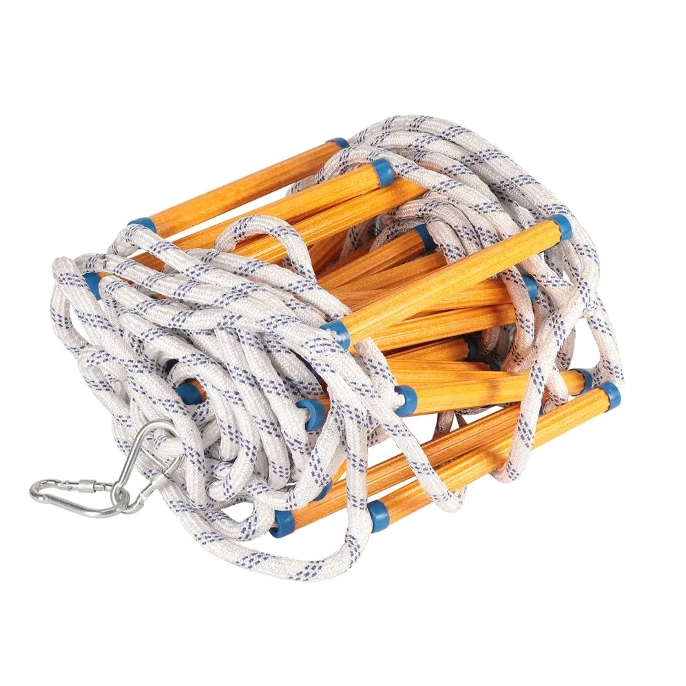 Strickleiter 25m Feuerleiter Fluchtleiter,Feuerfeste Rettungsleiter mit 2 Haken,Notleiter Mehrzweckleiter Feuerleiter,für Balkon Geländer Baumhaus