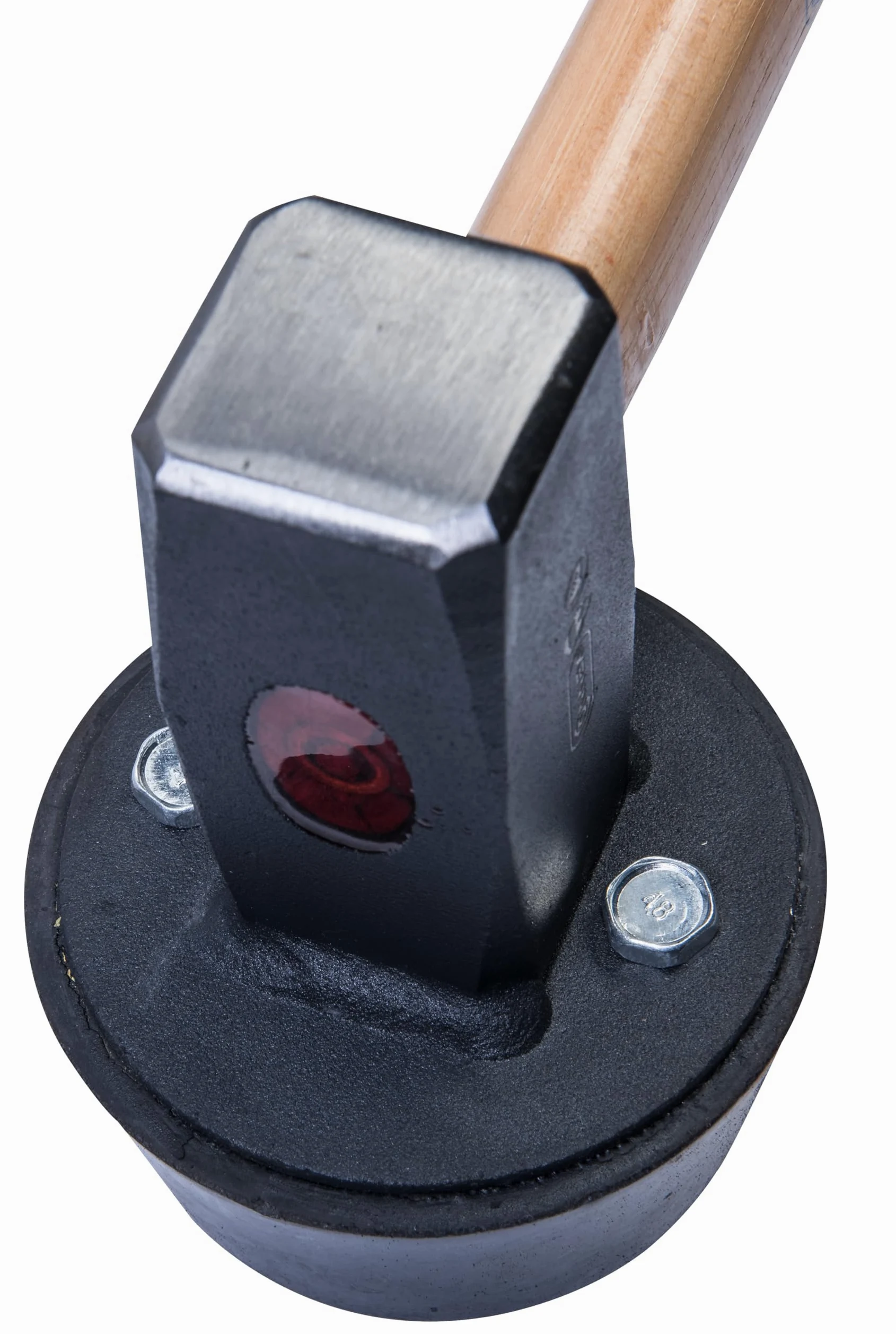 Connex Plattenverlegehammer 2400 g - rot / schwarz - mit Holzstiel aus Hickory - mit austauschbarem Gummi-Schlagkopf 110 mm Ø / Hammer / Schonhammer / Pflasterhammer / COX622256