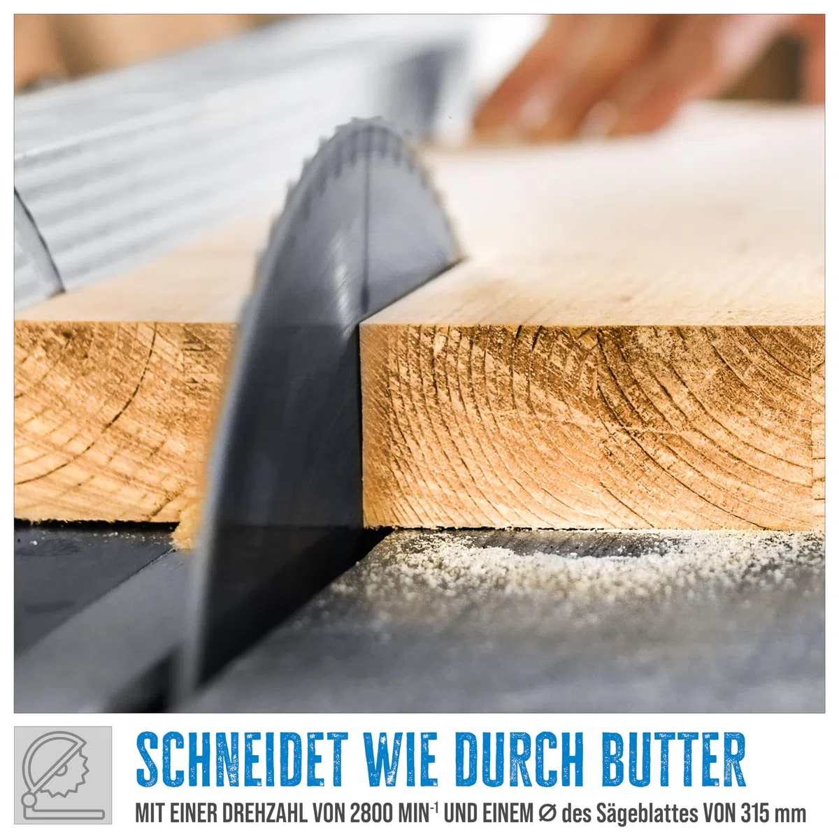 Güde 55150 Tischkreissäge GTKS 315/230V (2000W, Verzinkter Arbeitstisch, 83 mm Schnitthöhe, Transporträder, Fahrgriff)