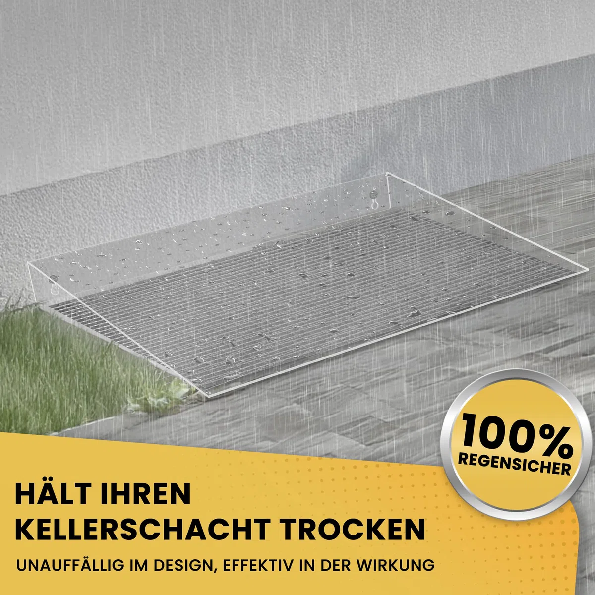 Regenschutz für Lichtschacht aus Plexiglas - Schutz vor Regen, Laub, Schmutz & Schnee - Lichtschachtabdeckung für Kellerschacht - transparente Abdeckung (110x50cm)