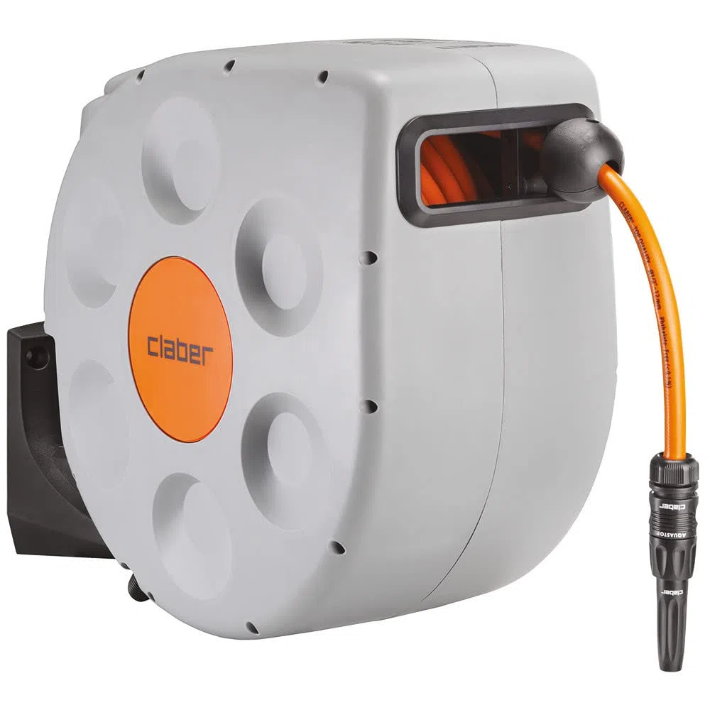Claber Rotoroll Evolution 30 m, Automatische Schlauchtrommel der Wand Aufhängbar mit Slow Rewind
