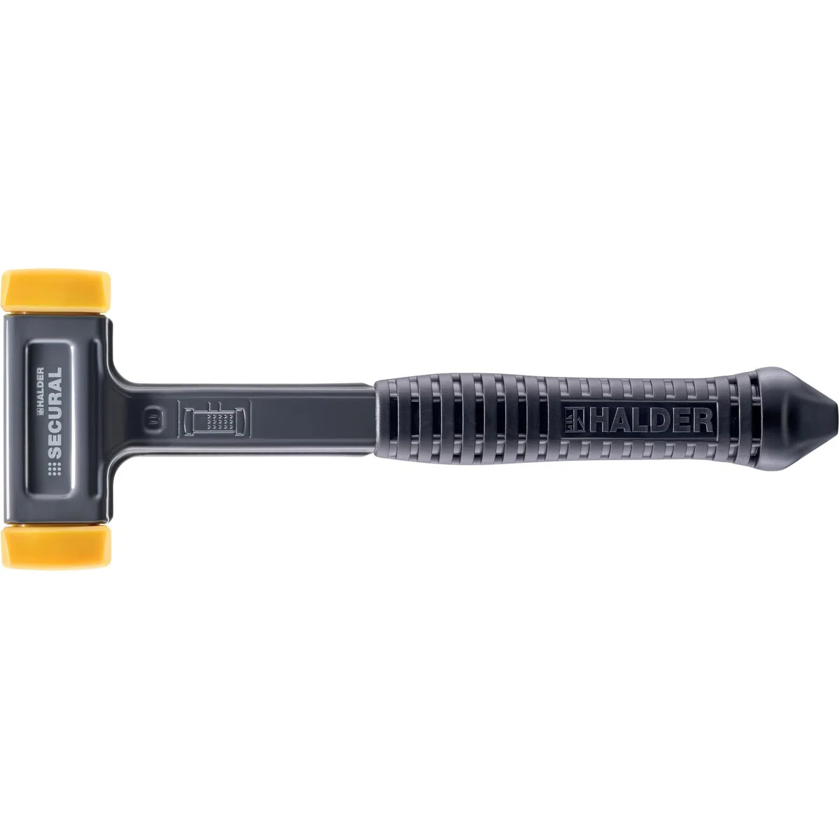 SECURAL plus-Schonhammer, Kopf und Stiel bruchsicher aus einem Stück Stahl, Schlageinsätze rechteckig, mit speziellem Griffende | L=30 mm/B=40 mm | 3380.140