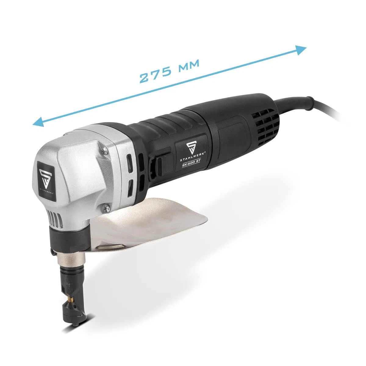 STAHLWERK Blechknabber (BK-600 ST) – 600 W Nibbler mit 2.000 U/min, 360° drehbarem Kopf, bis 2,5 mm Schnitttiefe, elektrische Blechschere/Blechschneider für präzises Schneiden von Metall und Aluminium