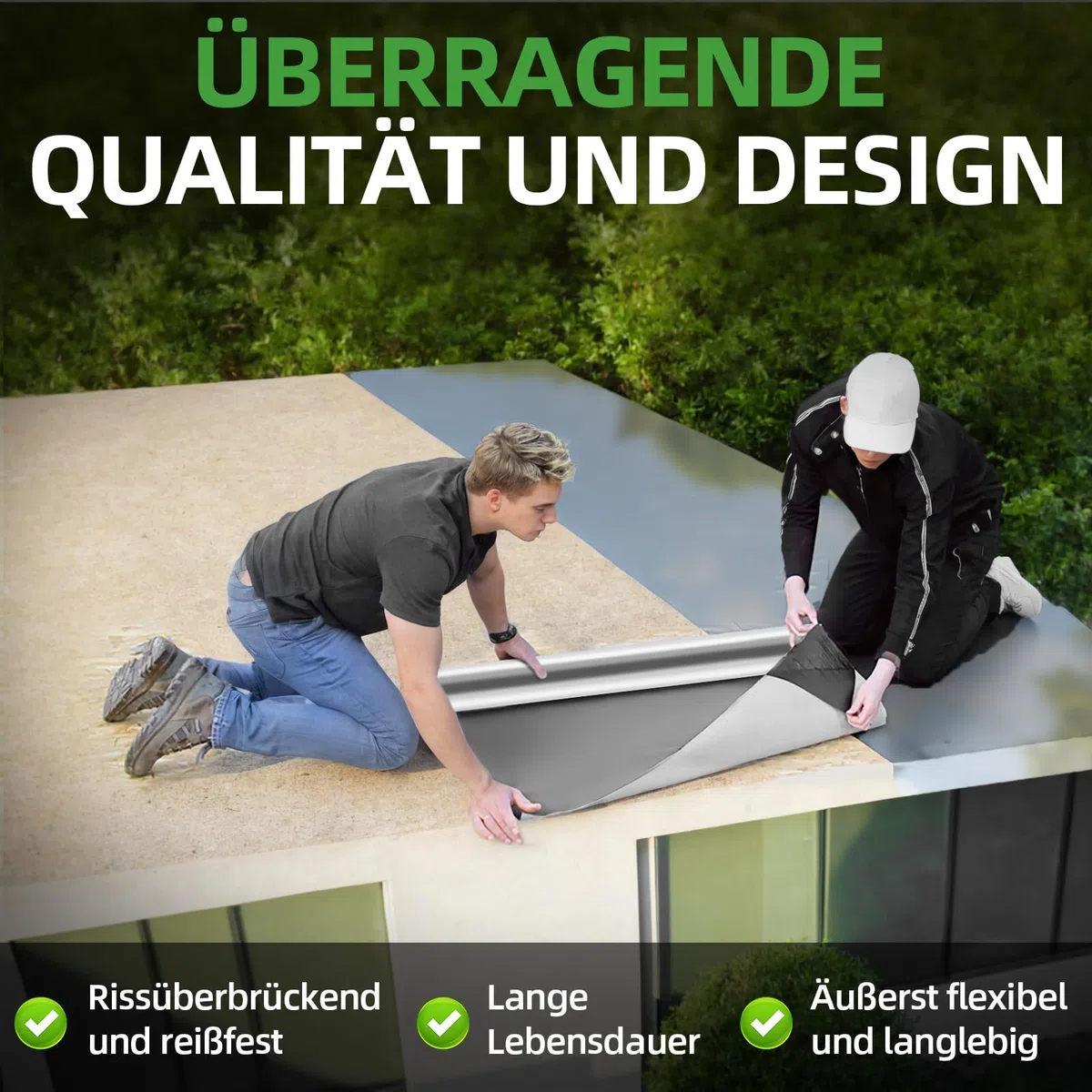 Dachfolie Aluminium Selbstklebend 5m², Selbstklebende Dachbahn mit Starkem Bitumenkleber, Dachbahn Folie selbstklebend für Schuppen, für Gartenhaus & Carport, 1 x 5m (Silber)