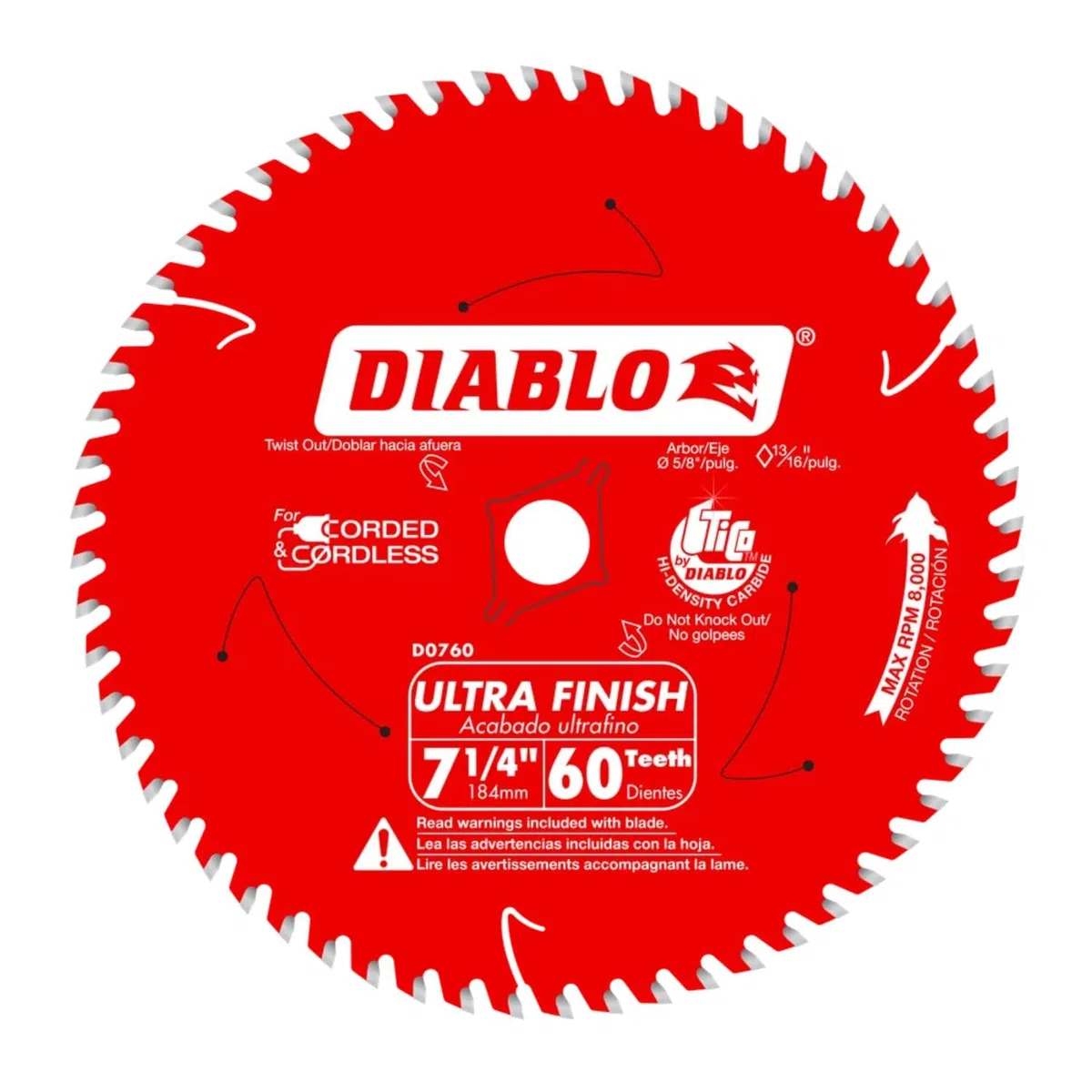 Freud d0760 a 7–1/4-Zoll 60 Z Diablo Ultra Finish Arbeit Tisch Sägeblatt