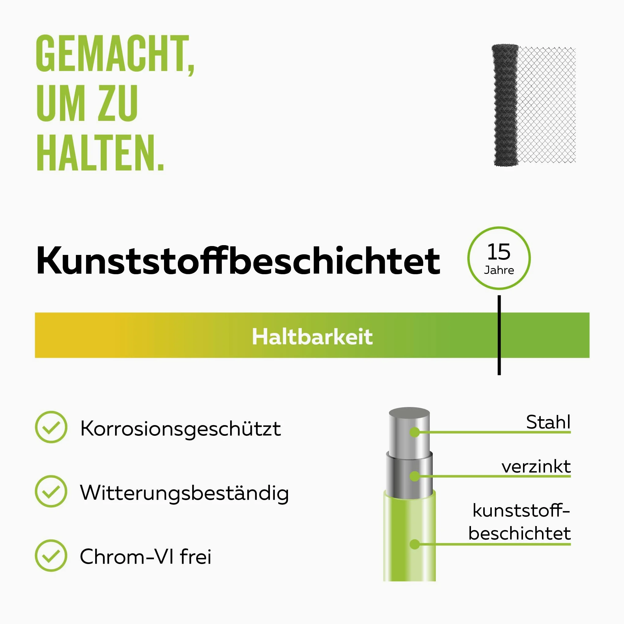 Alberts 604660 Maschendrahtgeflecht | Maschendrahtzaun, Hundezaun, Gartenzaun, Hasendraht | Höhe: 150 cm, Länge: 15 m, Draht-Ø 2,6 mm | Anthrazit