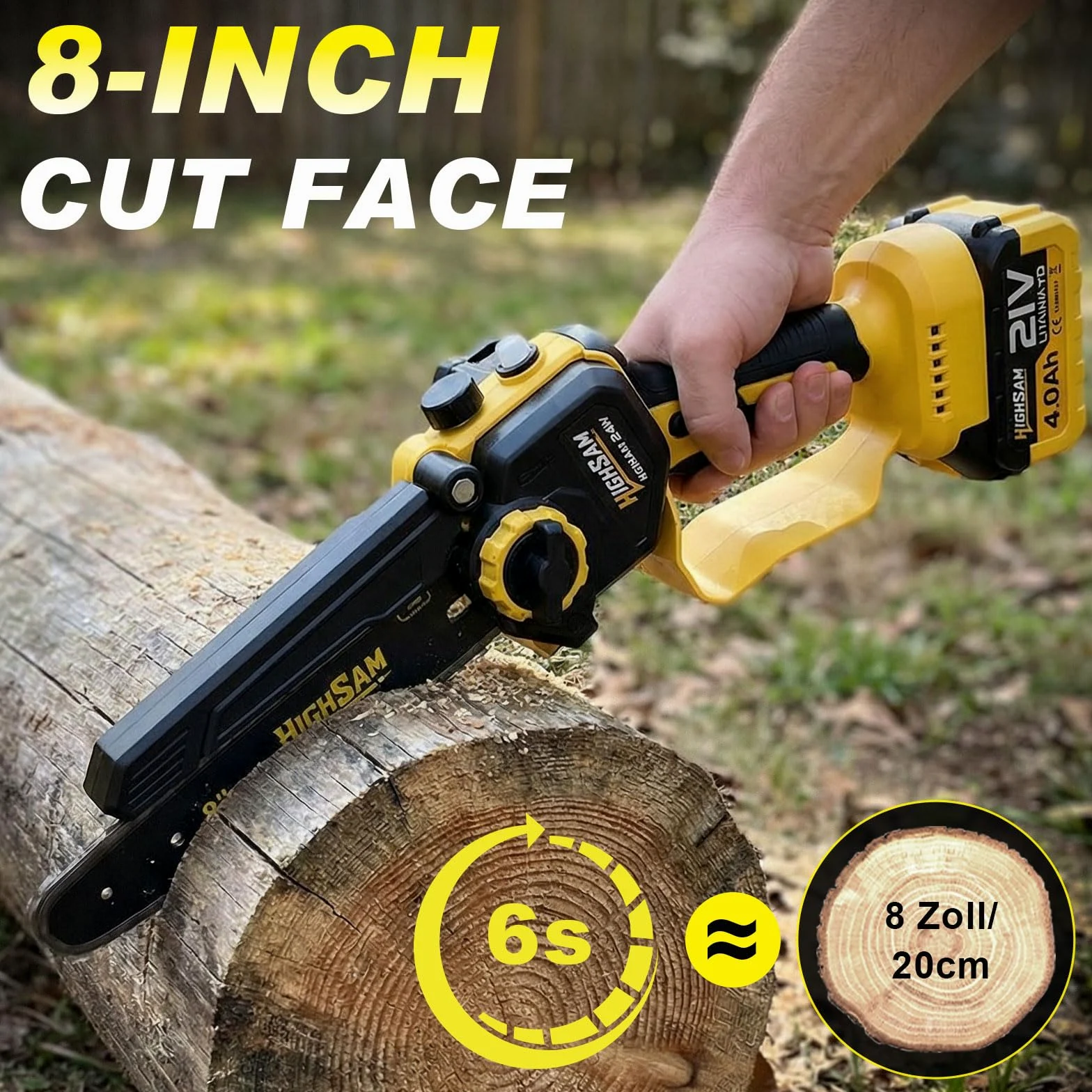 2-in-1 Akku Kettensäge & Astsäge Akku für Makita 18V, 8 Zoll Bürstenloser Mini Kettensäge mit Akku 2×4.0Ah, Verlägerungsstange Bis 4.2m, 180° Sägekopf, Elektrische Hochentaster für Ast & Holzschneiden