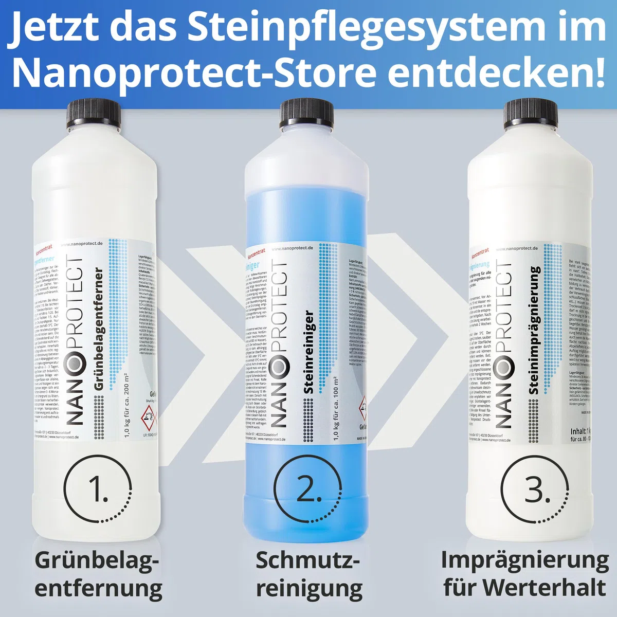 Nanoprotect Steinimprägnierung | 5 L für ca. 40 – 60 m² | Vorbeugend gegen Grünbelag und Einschmutzung | Ideal für Pflastersteine, Beton und Fassaden | Profi Qualität