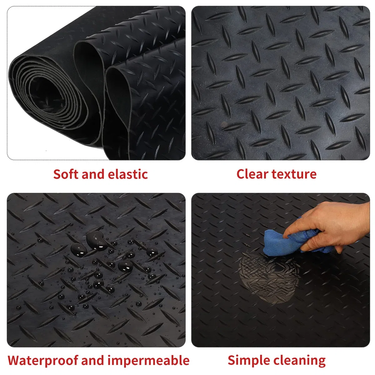 Nisorpa Gummimatten 300 x 150cm Gummimatte Meterware 3mm Dicke Gummiläufer Bodenmatte Schutzmatte Antirutschmatte Bodenschutzmatte Gummi Matte für Keller, Werkstatt, Garage