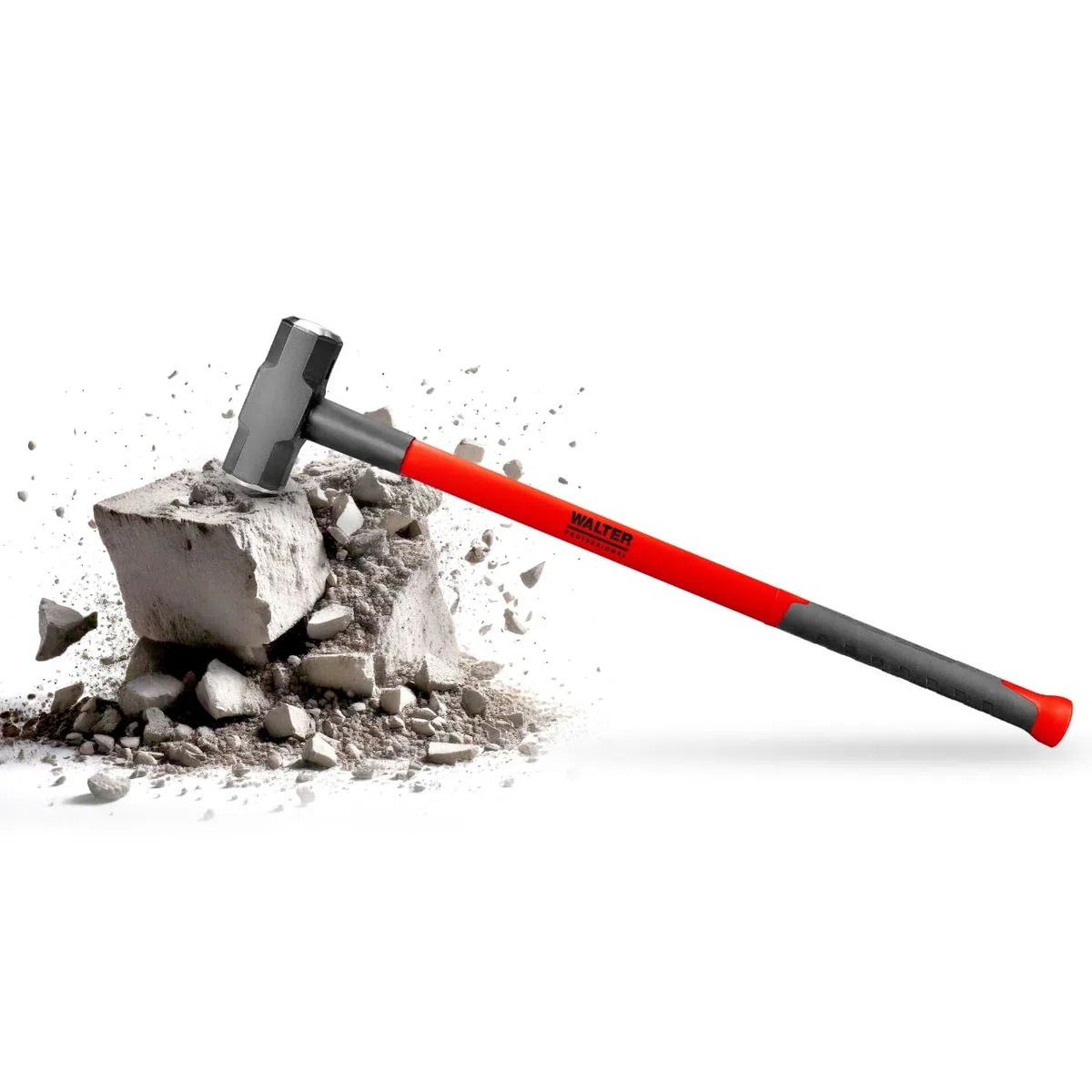WALTER PROFESSIONAL Vorschlaghammer 4,5 kg 90 cm, Abbruchhammer, Sledge Hammer, vibrationsdämpfender Fiberglas-Griff für bequeme Handhabung und präzise Steuerung, robust und langlebig