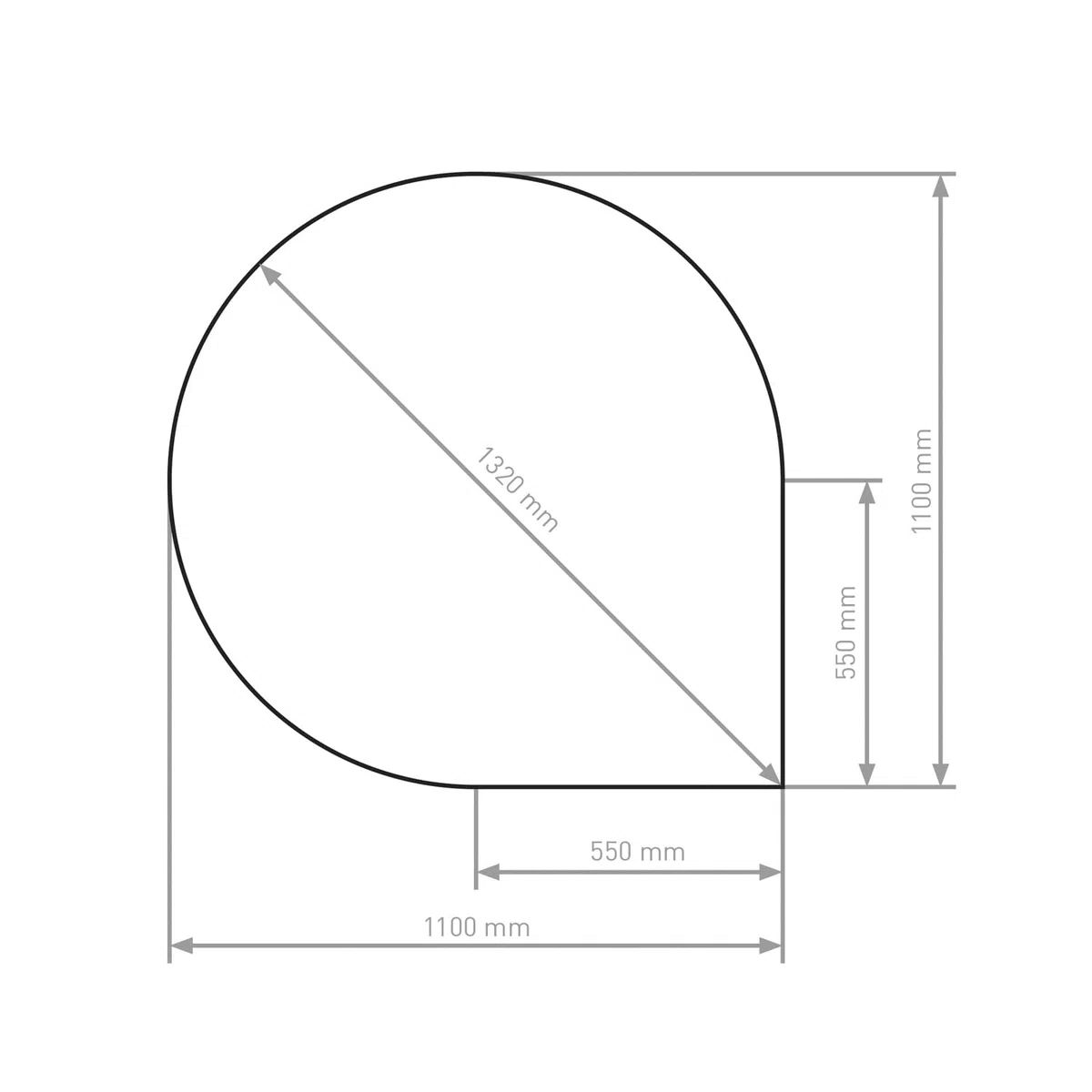 raik PU074-1B6-gg Raik Bodenplatte B6 Tropfen gussgrau pulverbeschichtet 1100 x 1100 mm