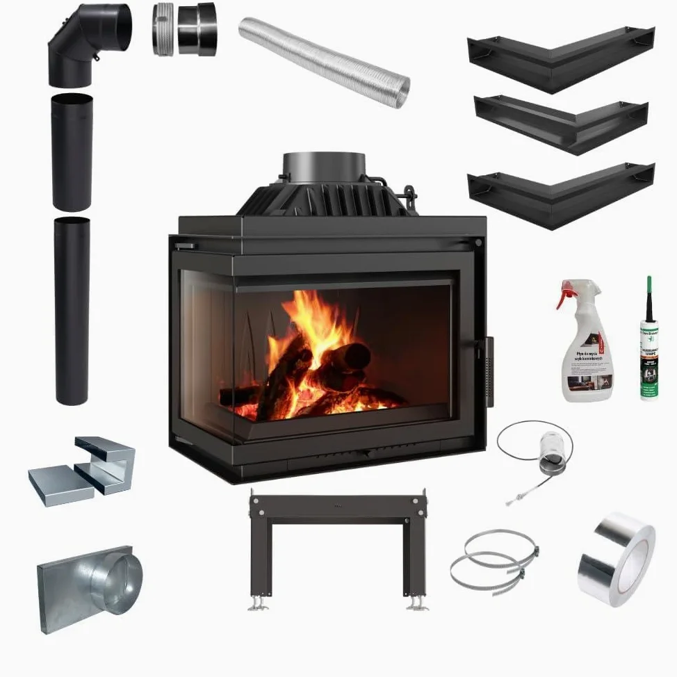 Eckkamineinsatz Gusseisen KRATKI Simple 8 kW Ø 200 Links Kaminset