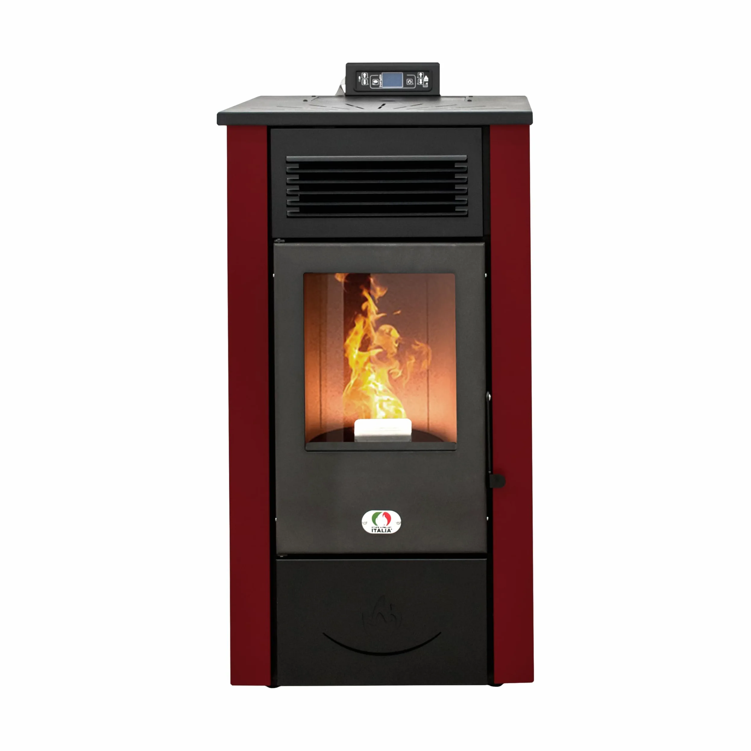 STUFE A PELLET ITALIA Canada 12 KW 5 Sterne | Pelletöfen Effizienz 91% Heizt 120m² Autonomie 15 Std. 5-Sterne-Zertifiziert Programmierbar 5 Kräfte 24 Monate Garantie Rot