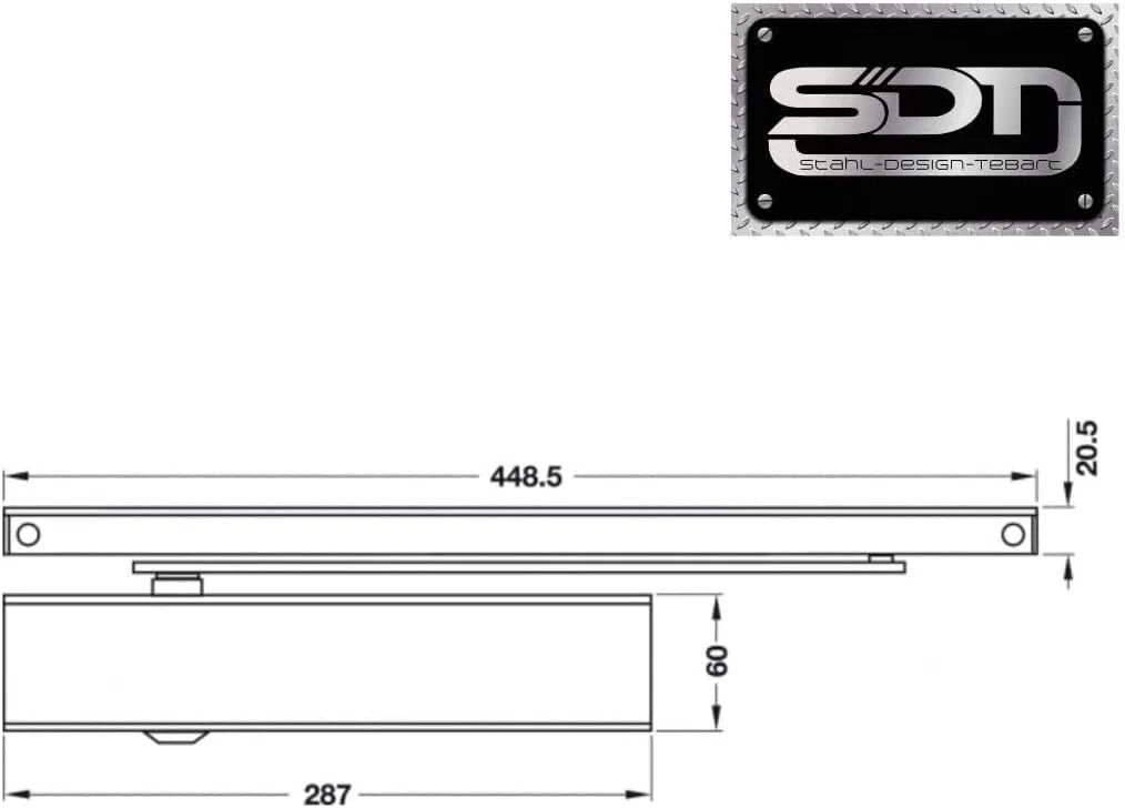 GEZE Türschließer TS 5000 Komplettset mit Gleitschiene und Montageplatte, Edelstahl, Silberfarbig, 28,7x4,7x6cm