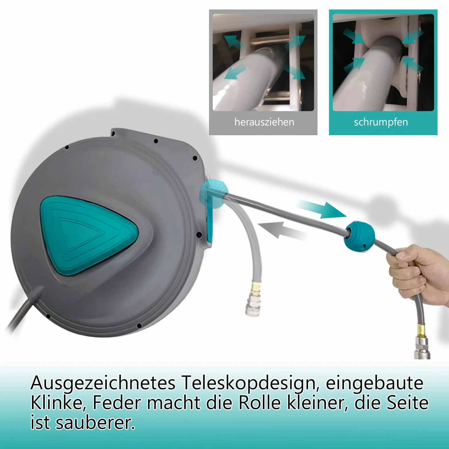10m Druckluftschlauchtrommel 1/4" Anschluss Druckluftschlauch Aufrolle Automatisch Schlauchtrommel Wandschlauchhalter Schlauchaufroller für Auto-Werkstatt usw