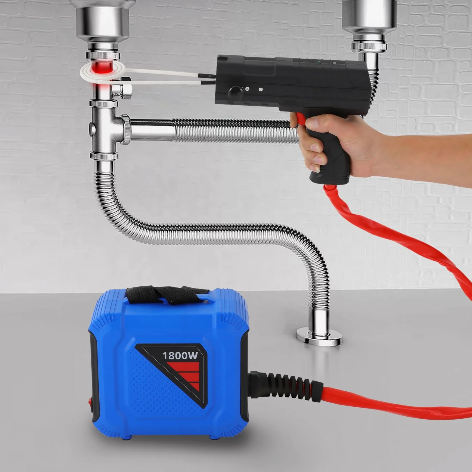 1.8KW Hand Induktionsheizgerät, Magnet-Induction Heater, 220V, EU-Stecker, tragbar, für rostige Schrauben, Achsen, Lager, schnelles Erhitzen, Werkzeug Set, Blau/Schwarz