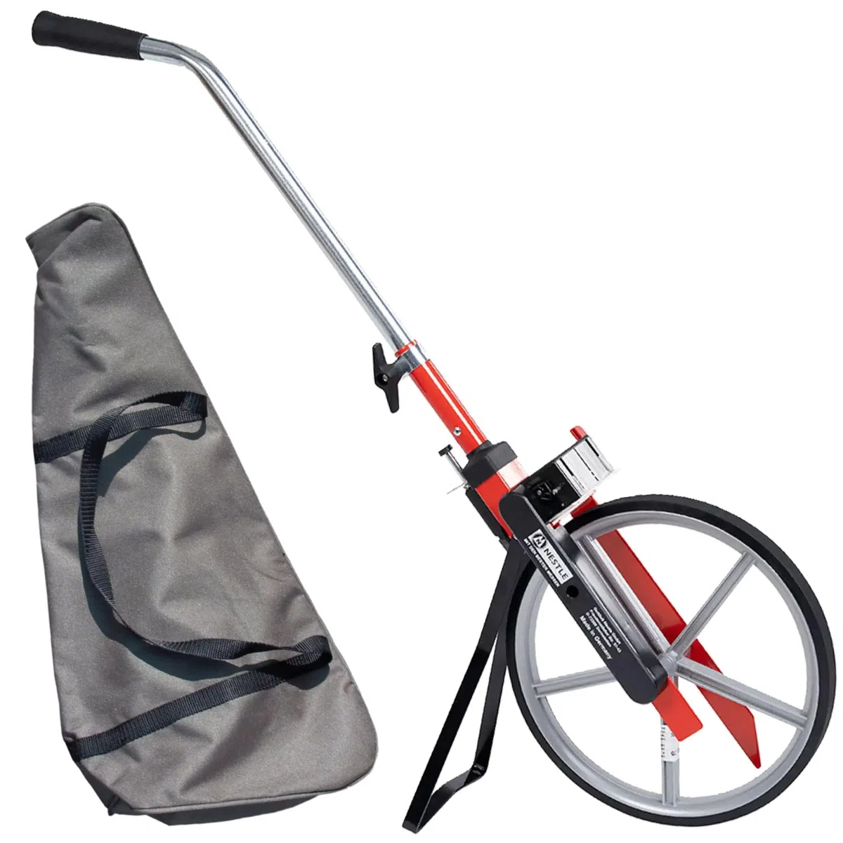 PROFI MESSRAD EICHFÄHIG MIT CM ABLESUNG PLUS TRAGETASCHE Rolltacho Laufrad Baumessrad Vermessungsrad Meßrad Nestle Straßenmessrad Baustellenmessrad Rollrad Speichenrad Rolltachos Laufmessrad