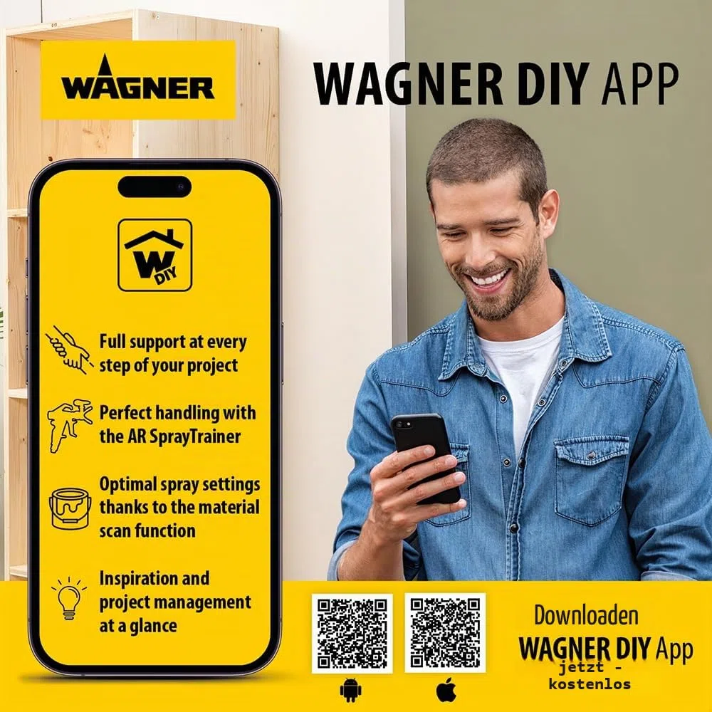 WAGNER Farbsprühsystem W 450 für Wand- und Latexfarben im Innenbereich, 15 m²-10 min, Behälter 1300 ml, 460 W, Schlauch 1,8 m