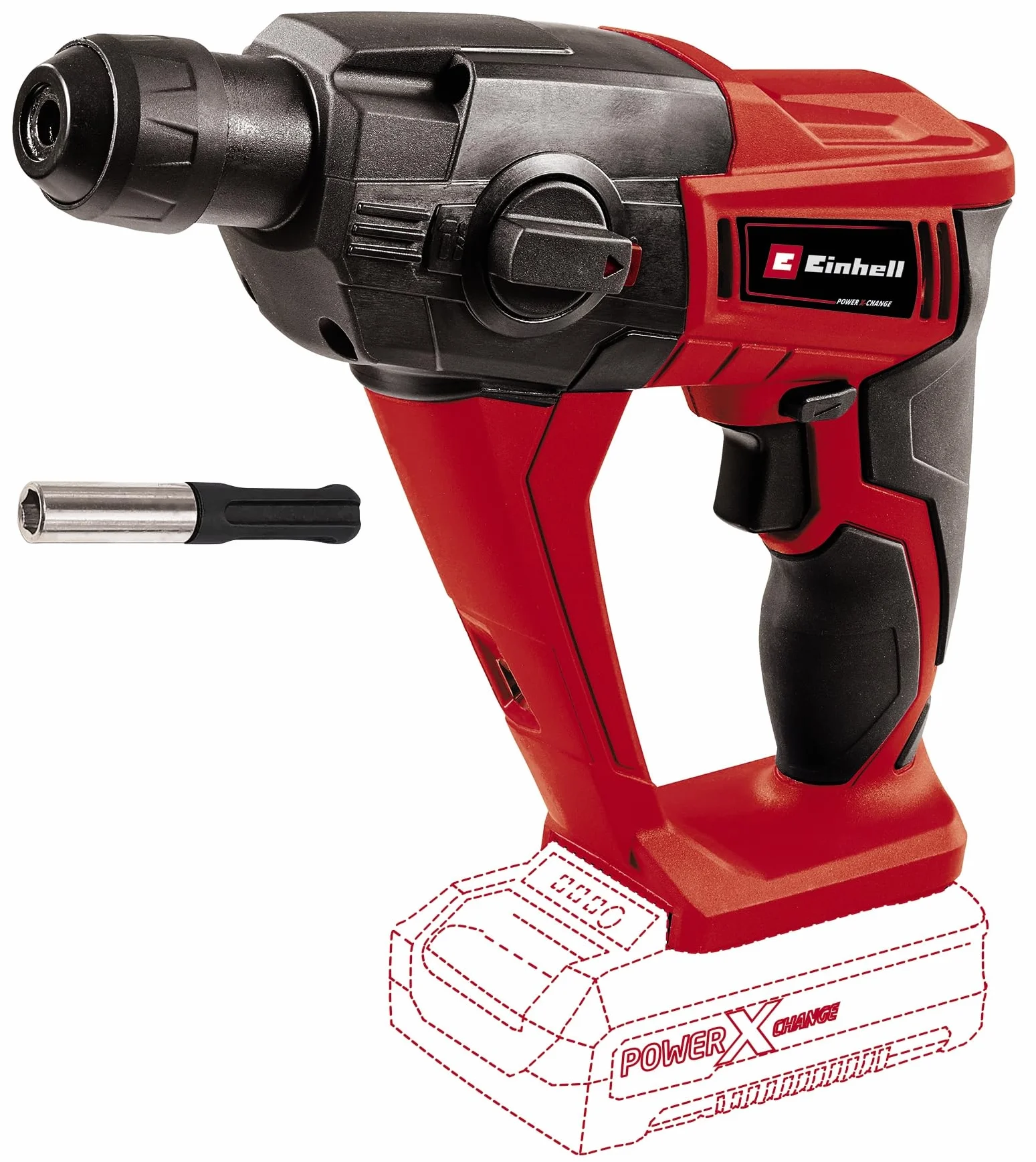 Einhell Akku Bohrhammer TE-HD 18 Li Solo Power X-Change (Lithium Ionen, 18V, 1,2 J, Bohrleistung in Beton 12 mm, SDS-plus-Aufnahme, LED-Licht, ohne Akku und Ladergerät)