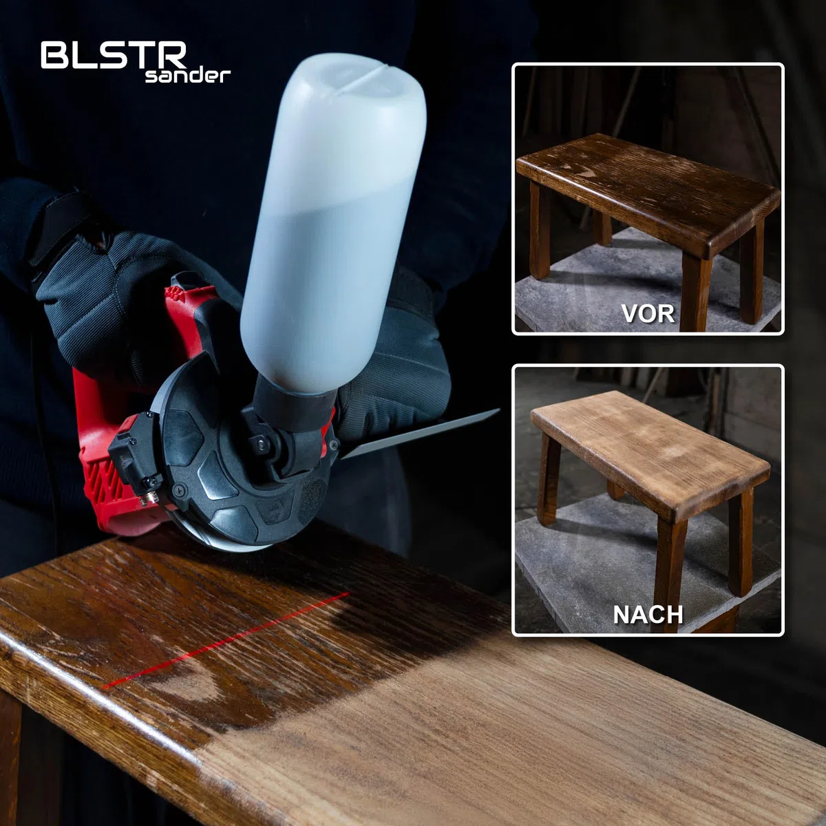 Kein Kompressor nötig - Sandstrahler für Metall, Holz, Stein und Glas - Keramikscheibe, einstellbarer Durchfluss - Kompatibel mit Sandstrahlmittel 0,2-0,5mm