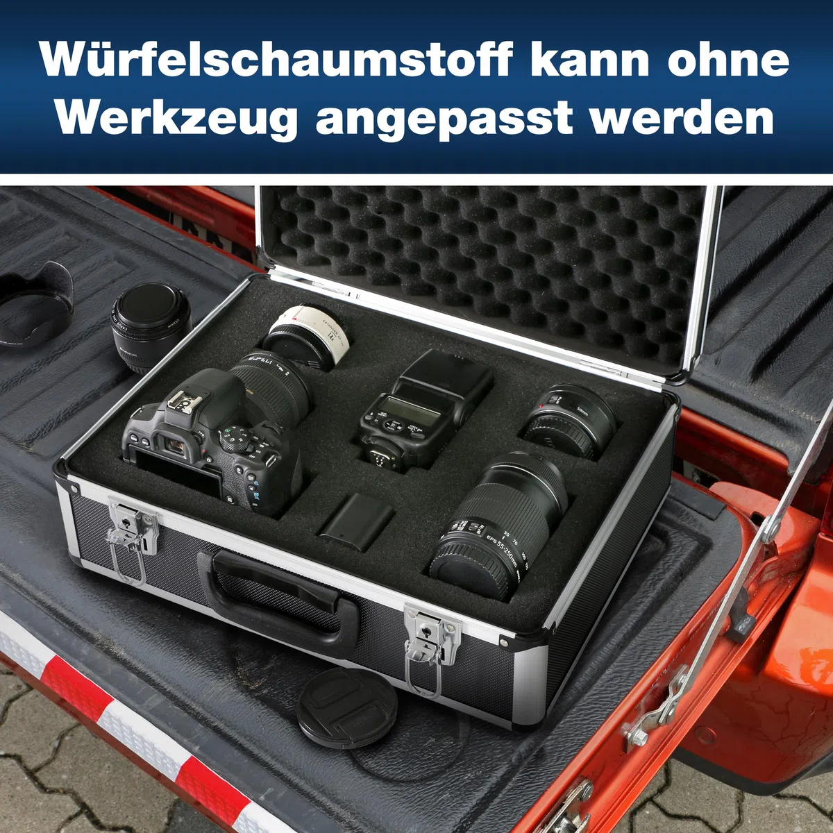 PeakTech P 7305 Universalkoffer – abschließbarer Universal-Transportkoffer mit Würfelschaumstoff – tragbarer Fotokoffer – robuster Koffer mit Schutz vor Regen und Staub – Groß (405 x 330 x 150 mm)