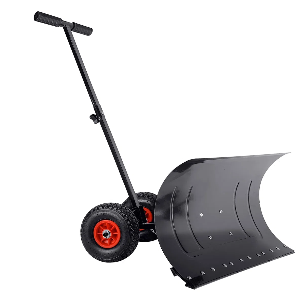 XMTECH Schneeschaufel mit Rädern Höhenverstellbar 5-Fach Schneeschieber Schneeräumen Schneeschild 74cm extra-Breiten Kunststoffblatt