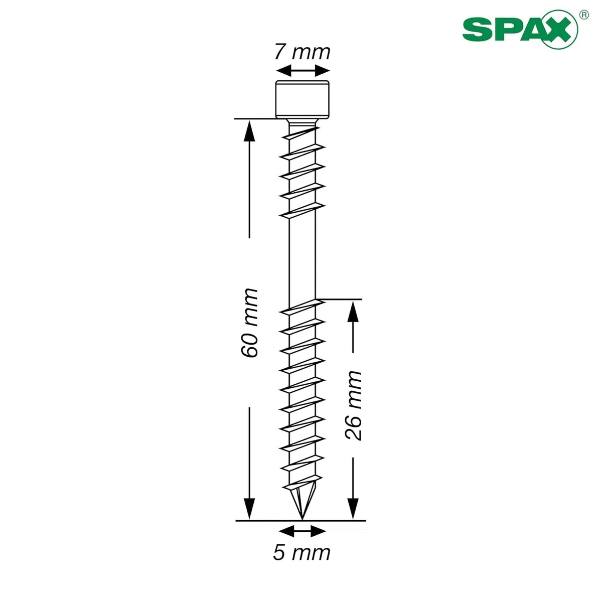 SPAX Terassenschraube 5 x 60 mm, 360 Stück - Schrauben, Fixiergewinde, Zylinderkopf, T-STAR plus T25, CUT-Spitze, rostfreier Edelstahl A2-8000000276613