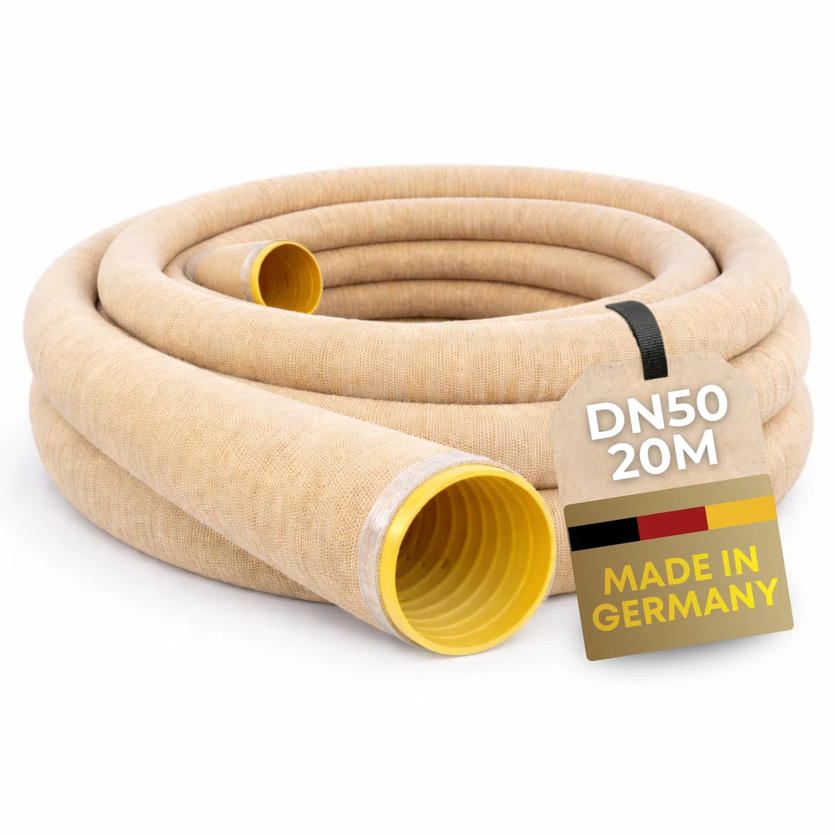 Drainagerohr DN50 20m mit Filtervlies – geschlitztes & perforiertes PVC Sickerrohr flexibel – verhindert Verstopfung und Verschlammung