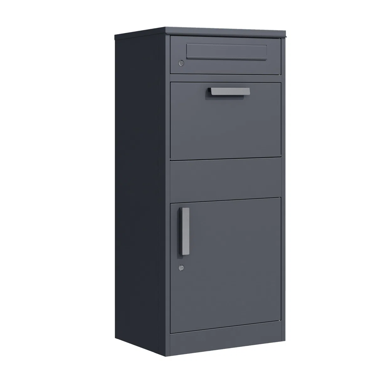 DEGAMO Paketbox Briefkasten Bremen 50x38x112cm, Stahl anthrazit RAL 7016, stehend, wasserdicht