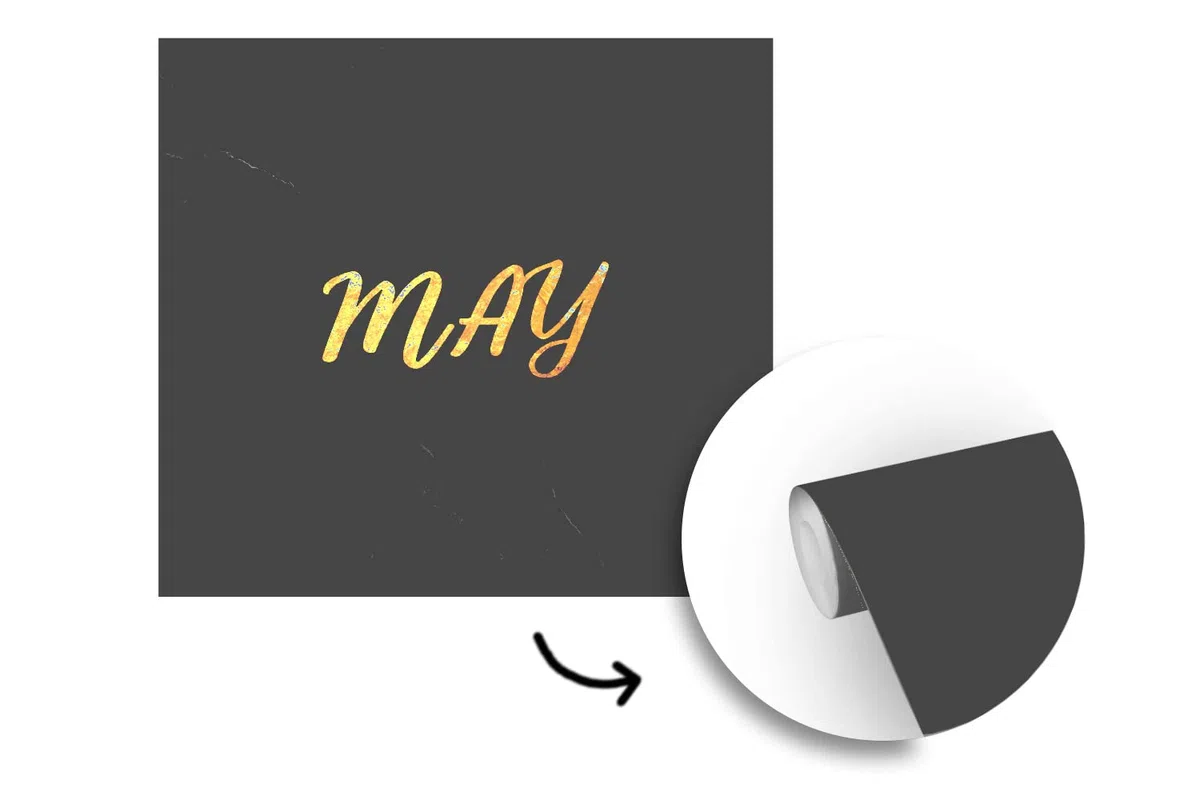 Selbstklebend Tapete Wandpapier Wandaufkleber Fototapete Tapeten Wanddeko 260x260 cm Zitat - Kalender - Mai - Gold